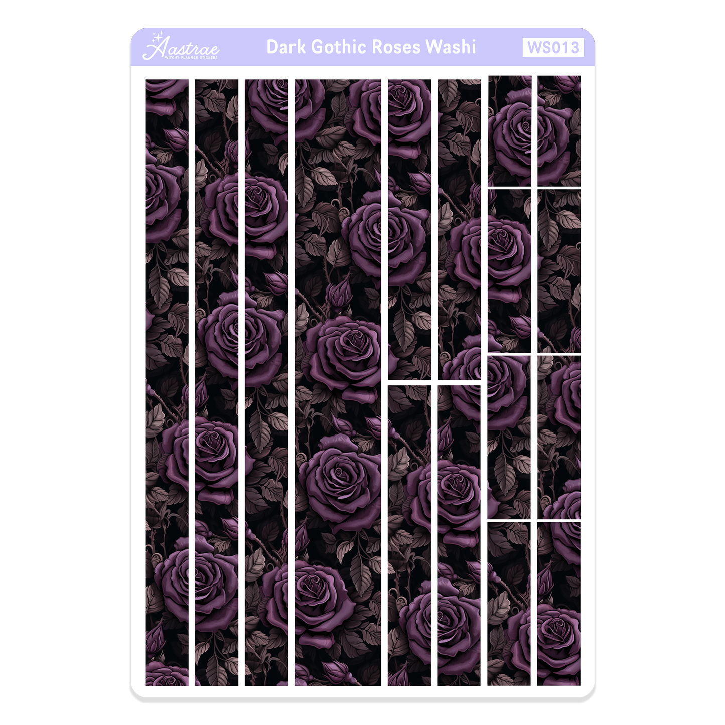 Purple Victorian Flower Washi Stickers