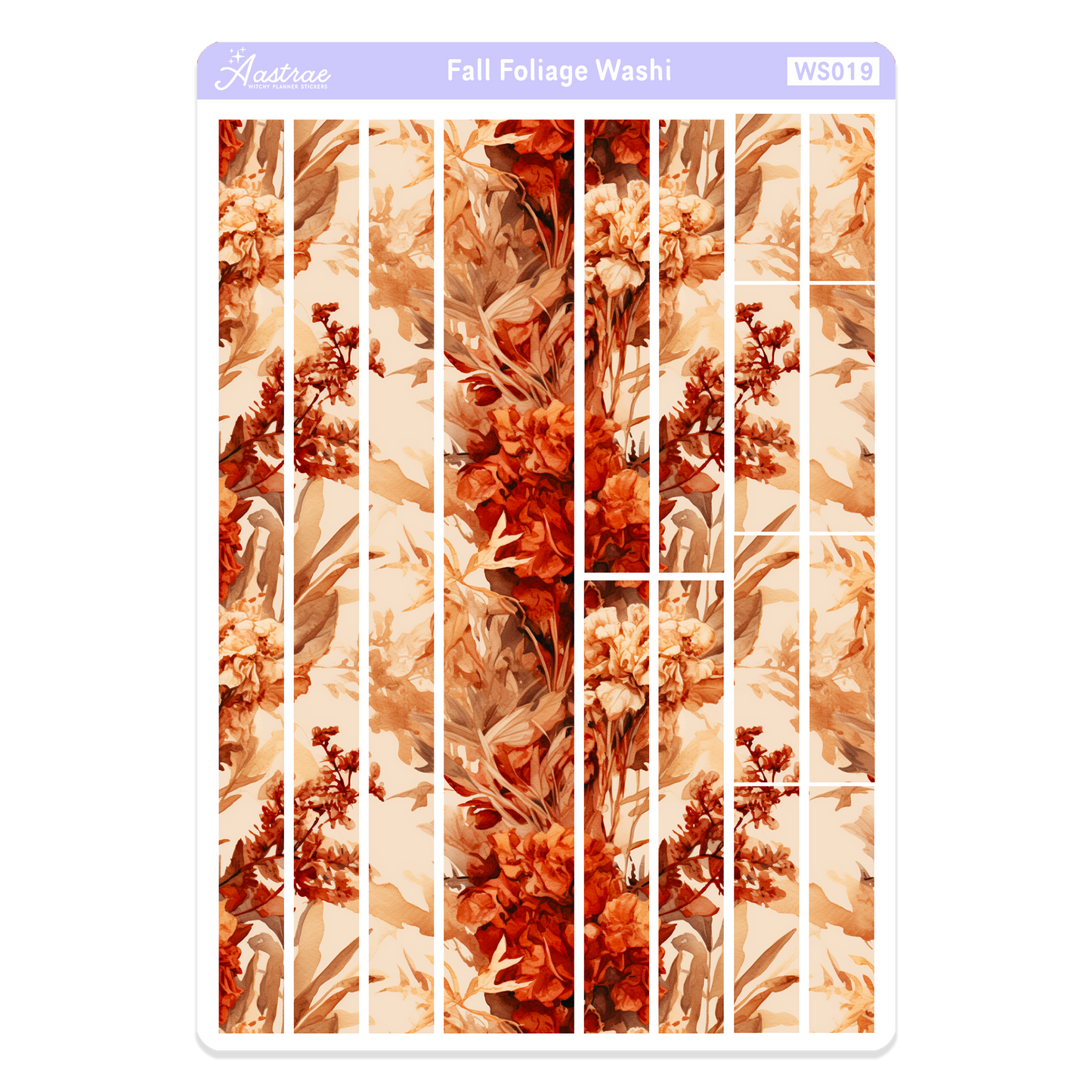 Fall Botanical Washi Tape Sticker Sheet