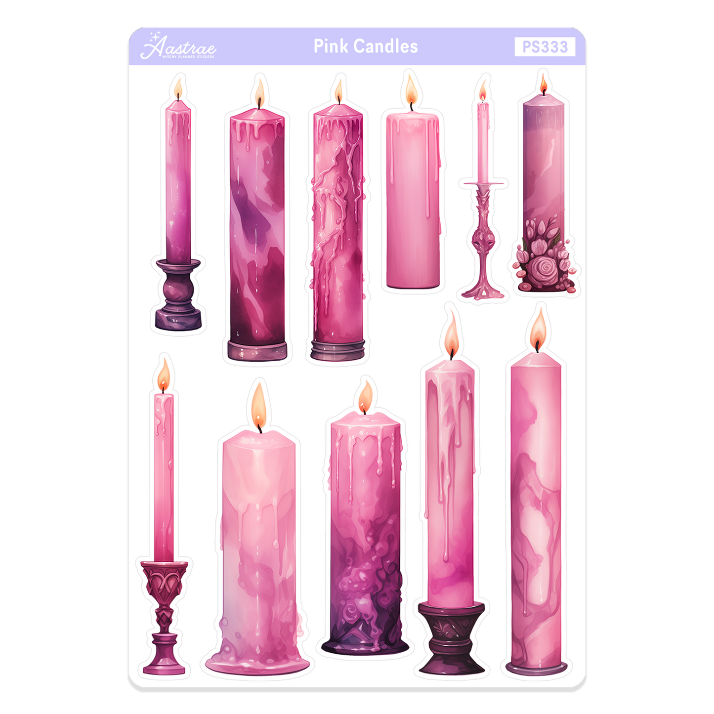 Pink Spell Candles Stickers