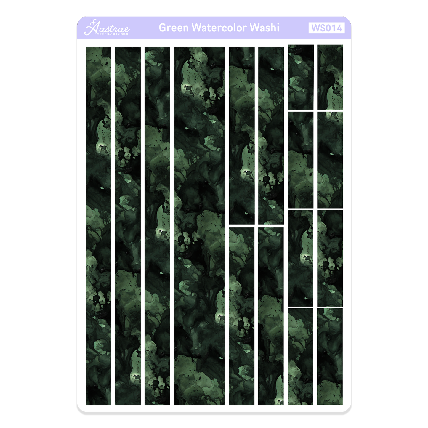 Green Watercolor Washi Tape Stickers