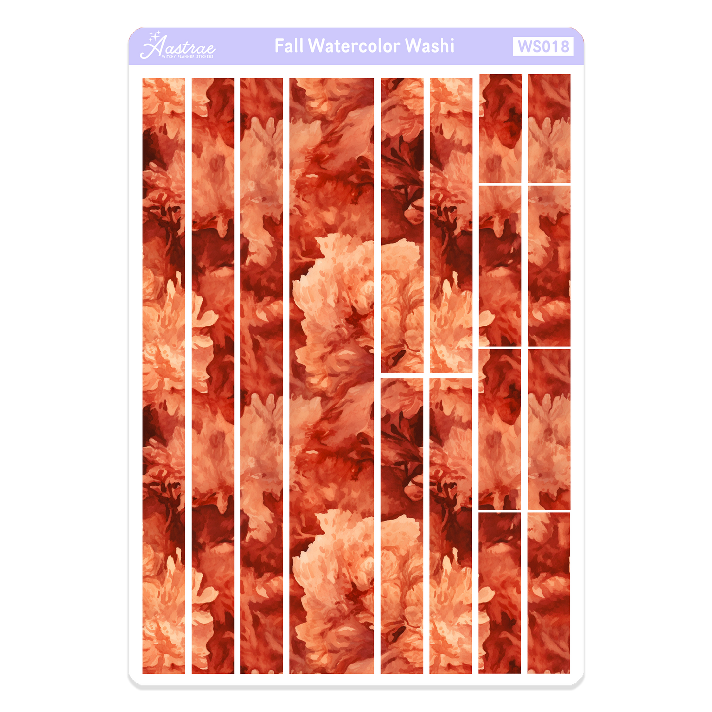 Fall Watercolor Washi Sticker Sheet