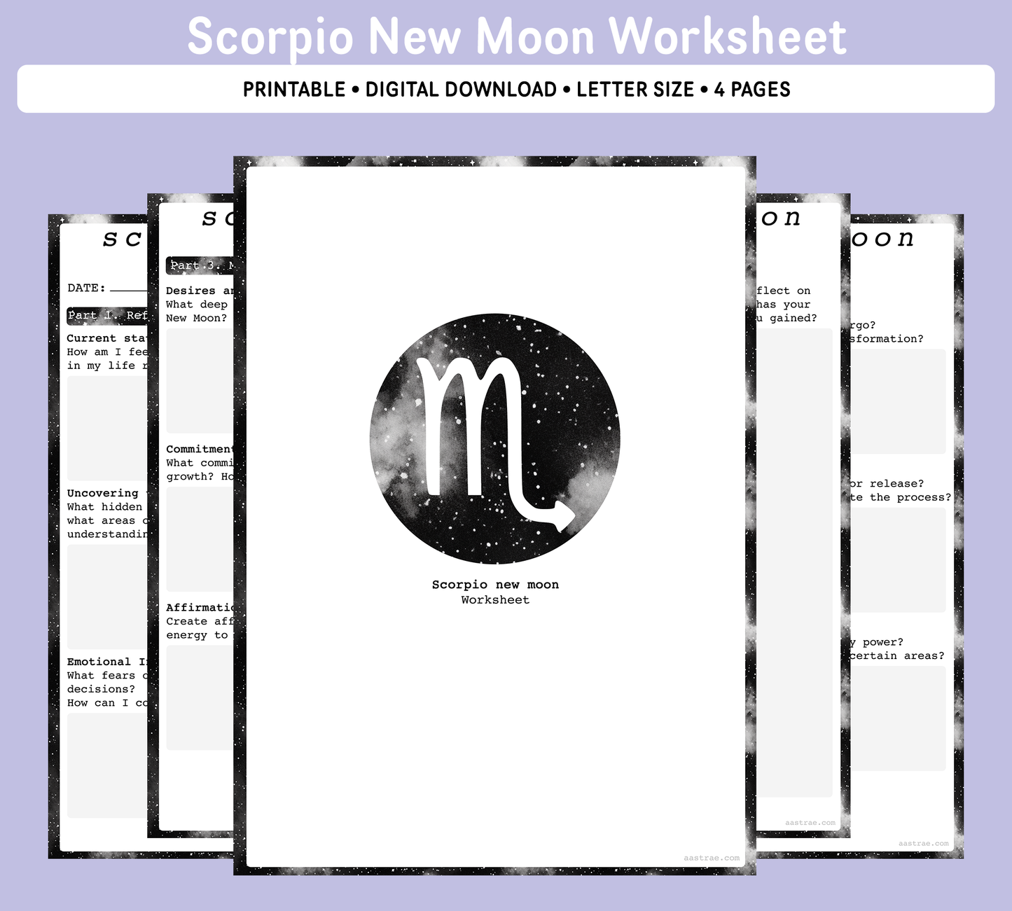 Scorpio New Moon Journaling Worksheet