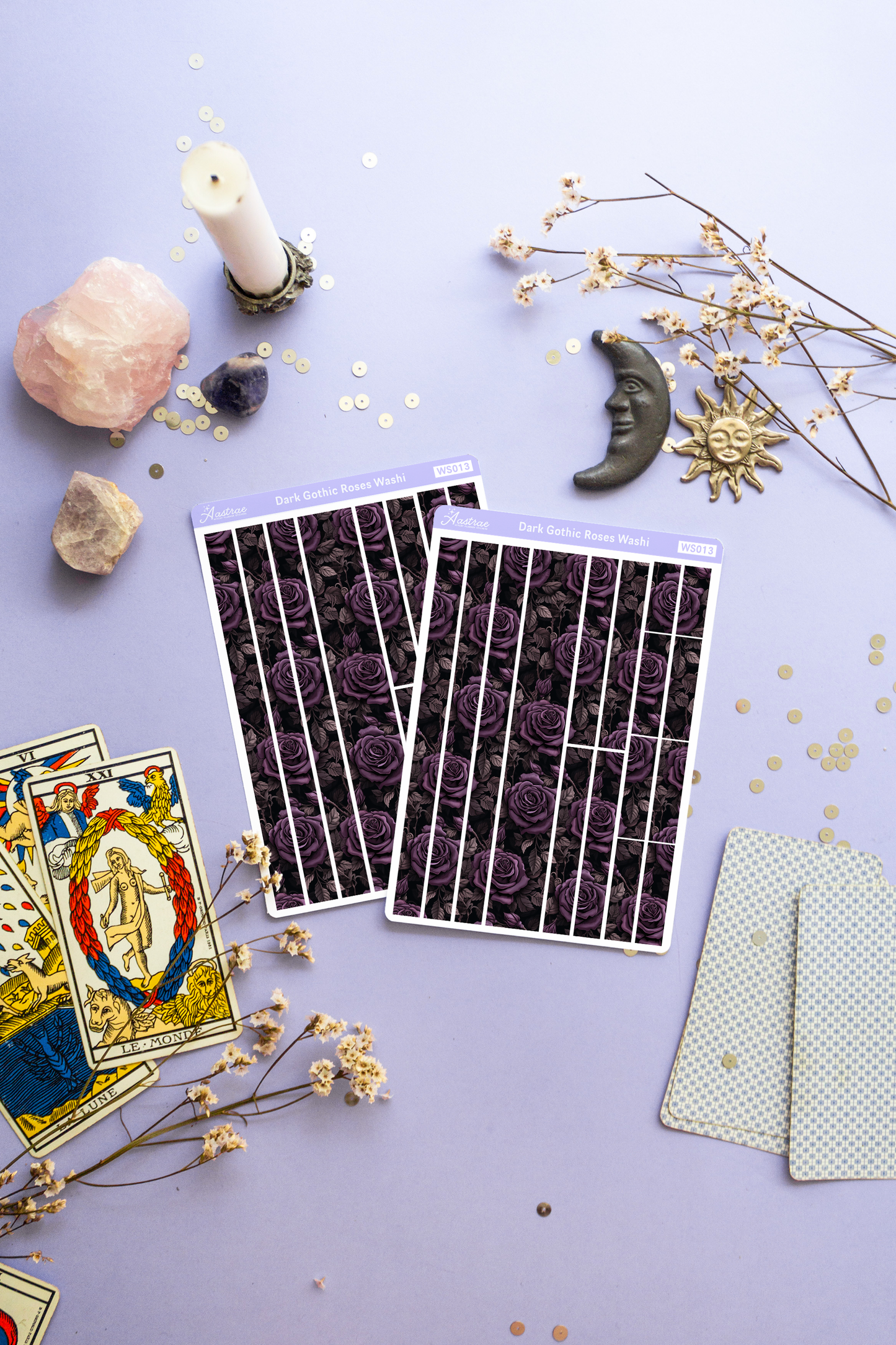 Purple Victorian Flower Washi Stickers