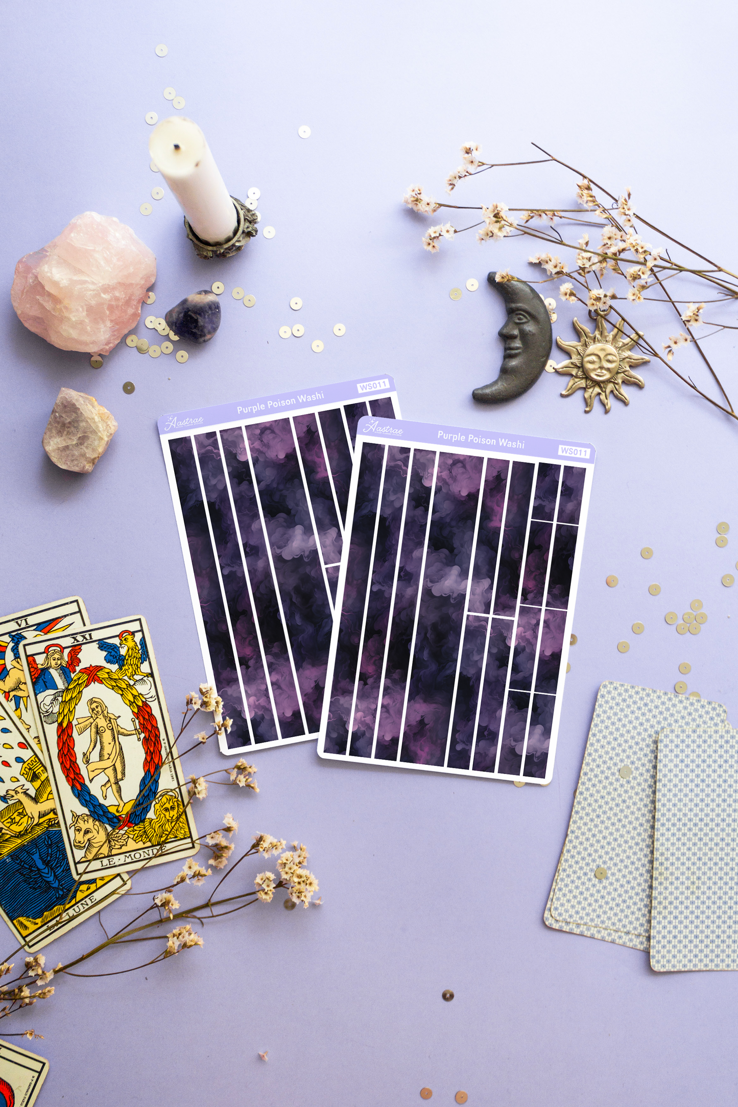 Purple Watercolor Washi Tape Stickers
