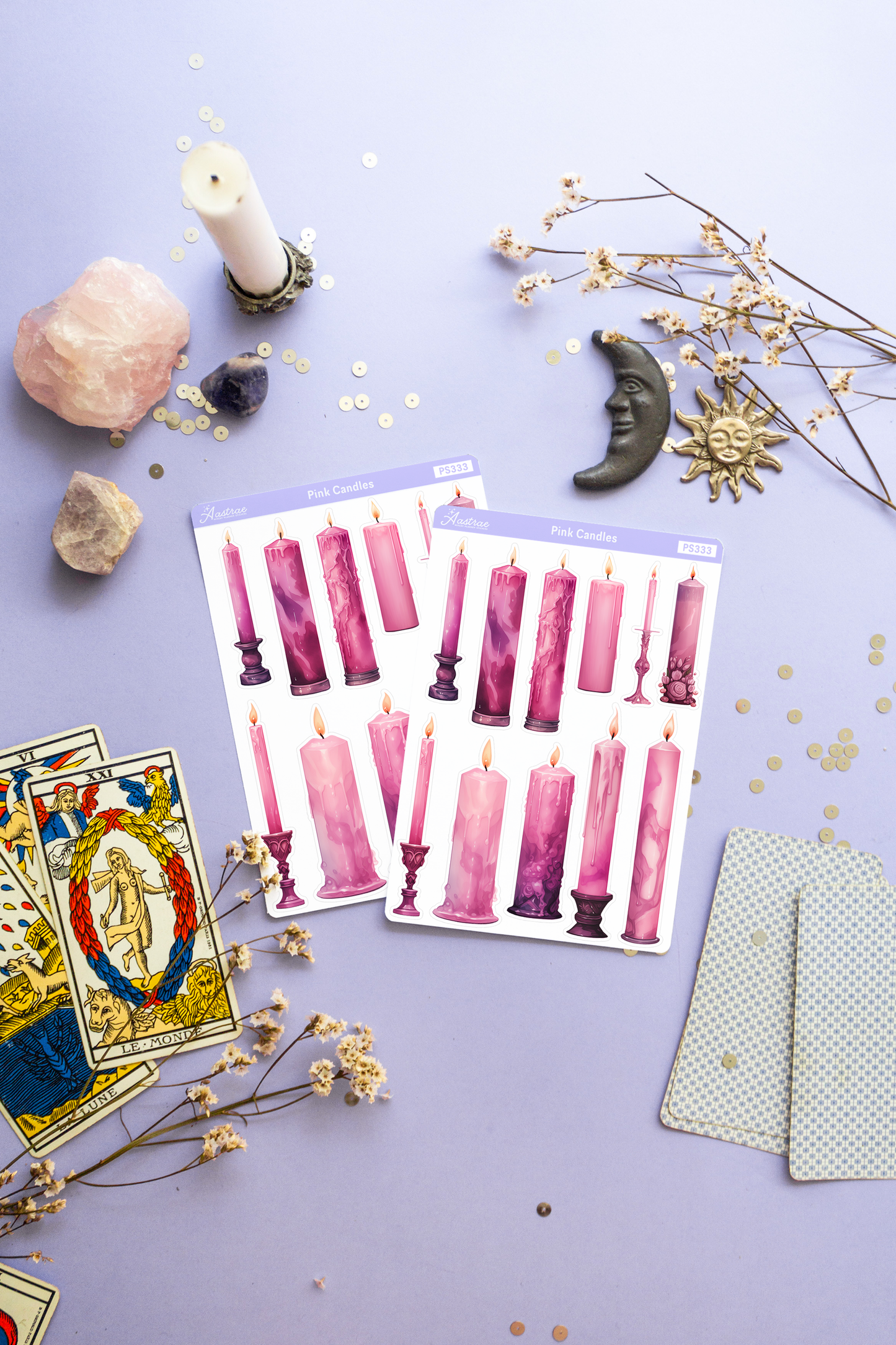 Pink Spell Candles Stickers