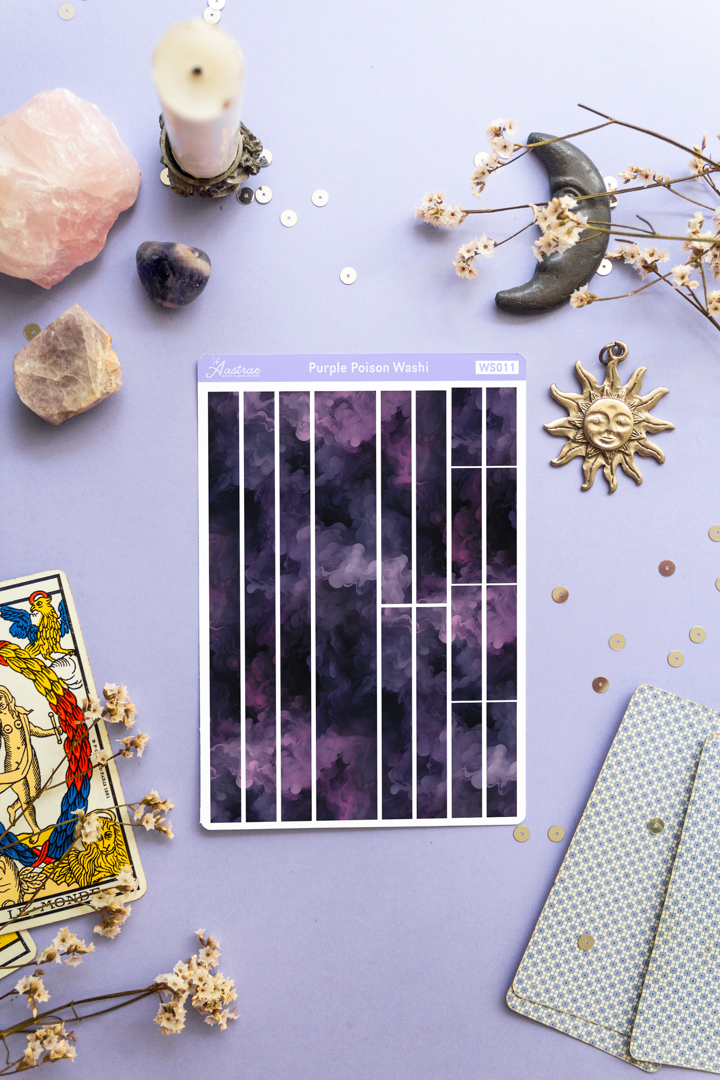 Purple Watercolor Washi Tape Stickers