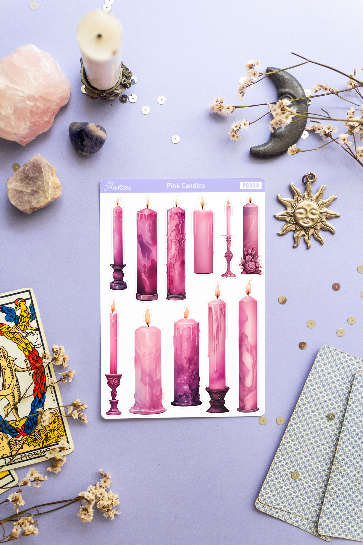Pink Spell Candles Stickers