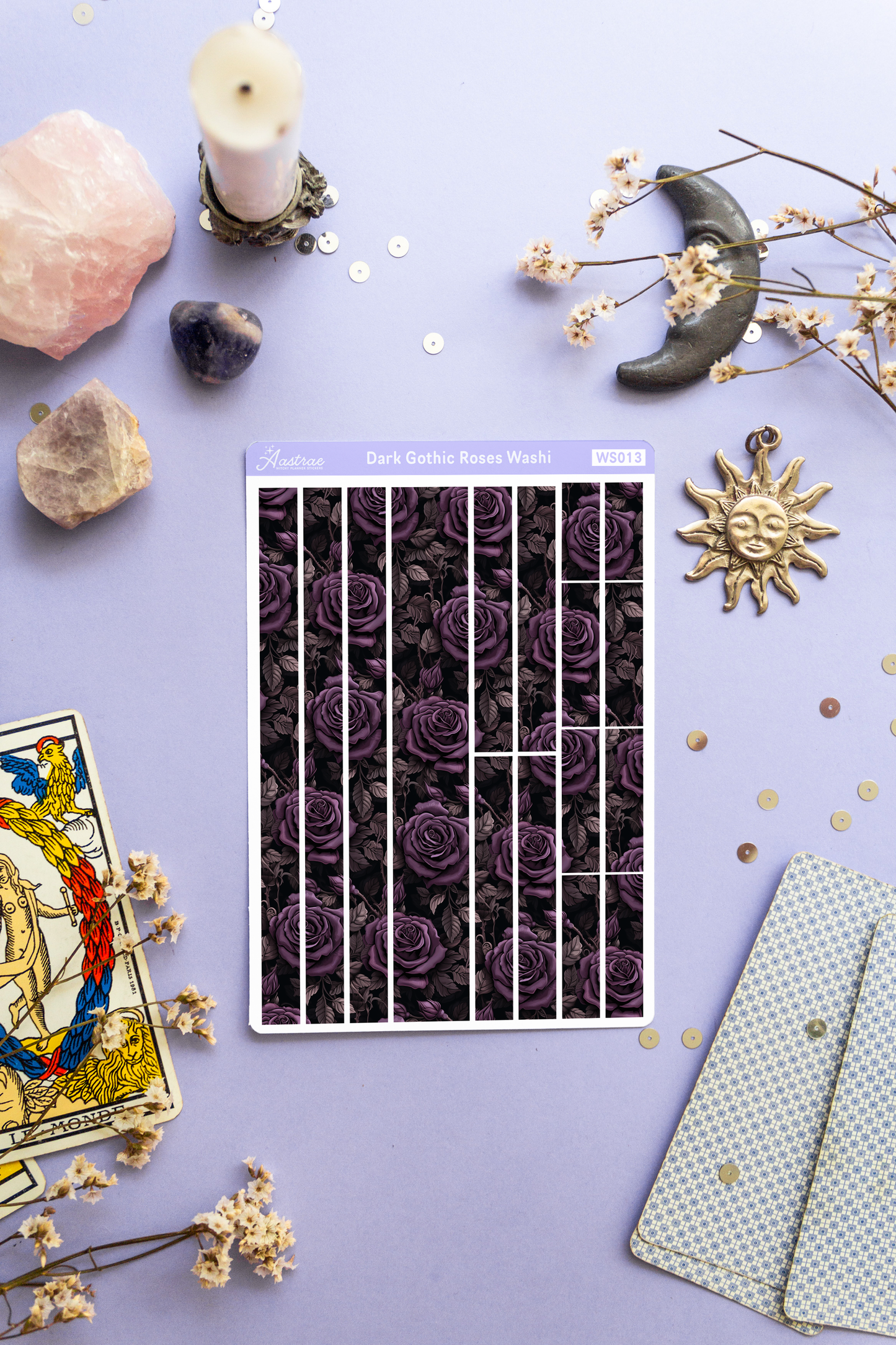 Purple Victorian Flower Washi Stickers