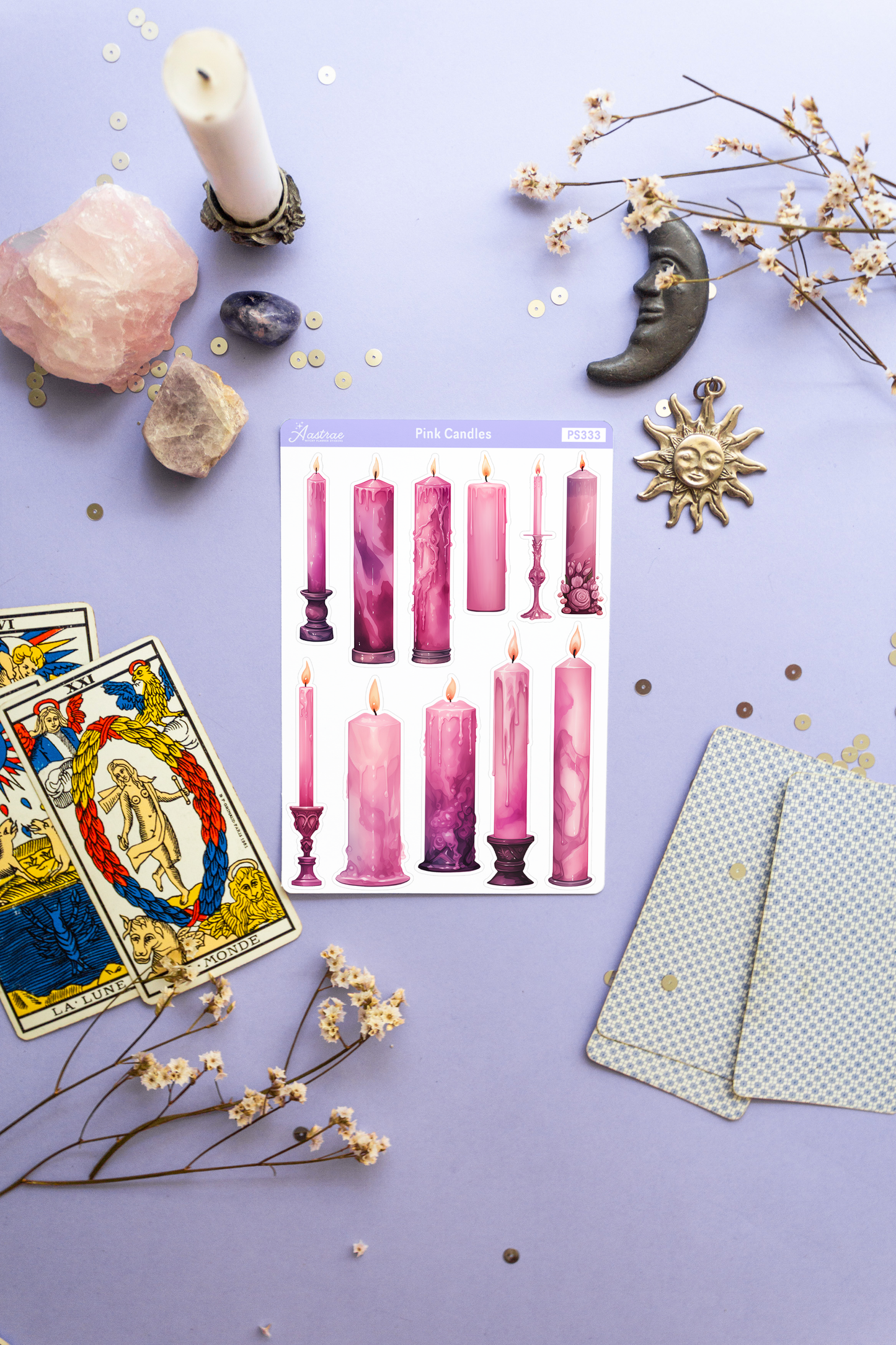 Pink Spell Candles Stickers