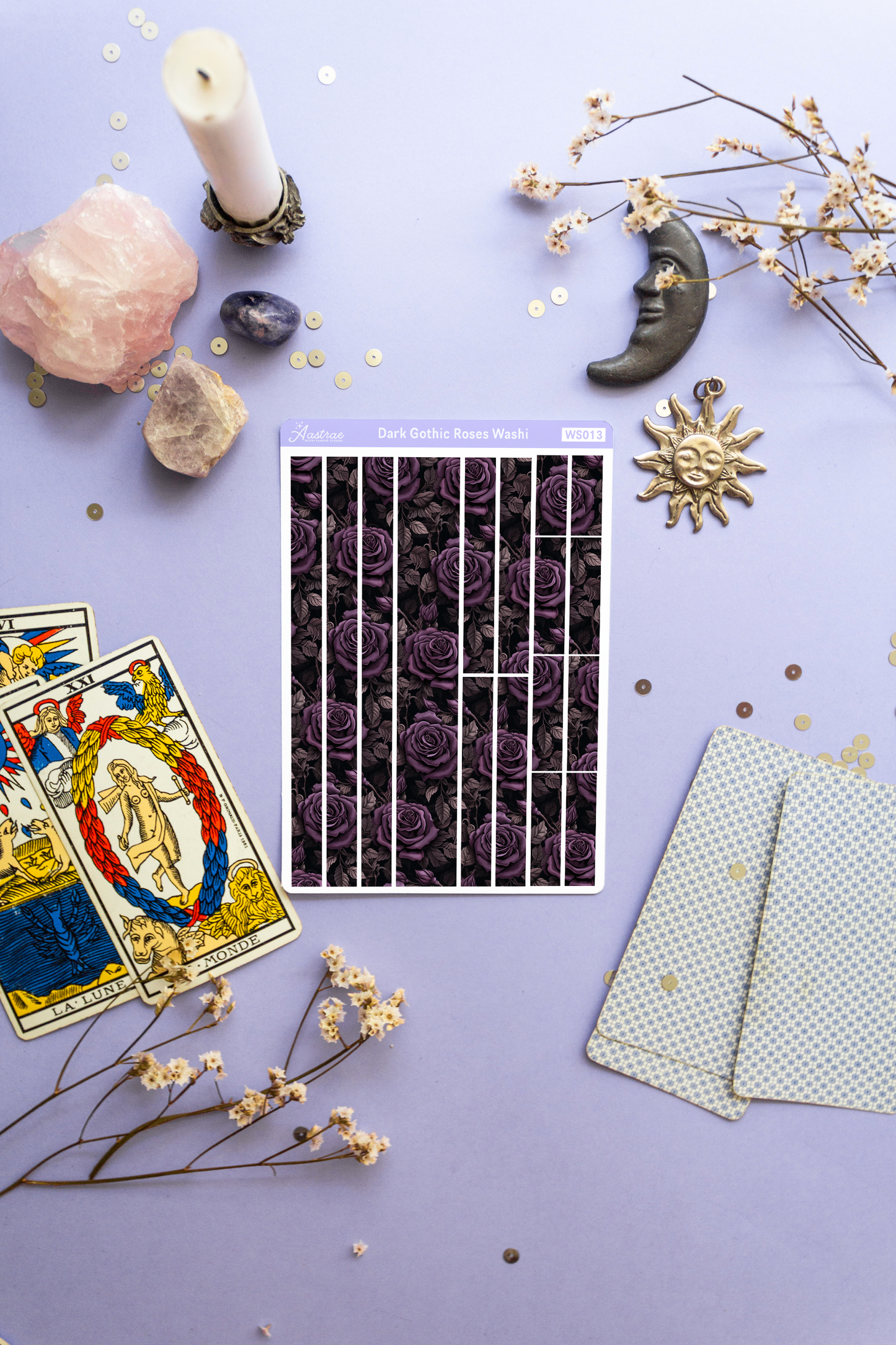 Purple Victorian Flower Washi Stickers