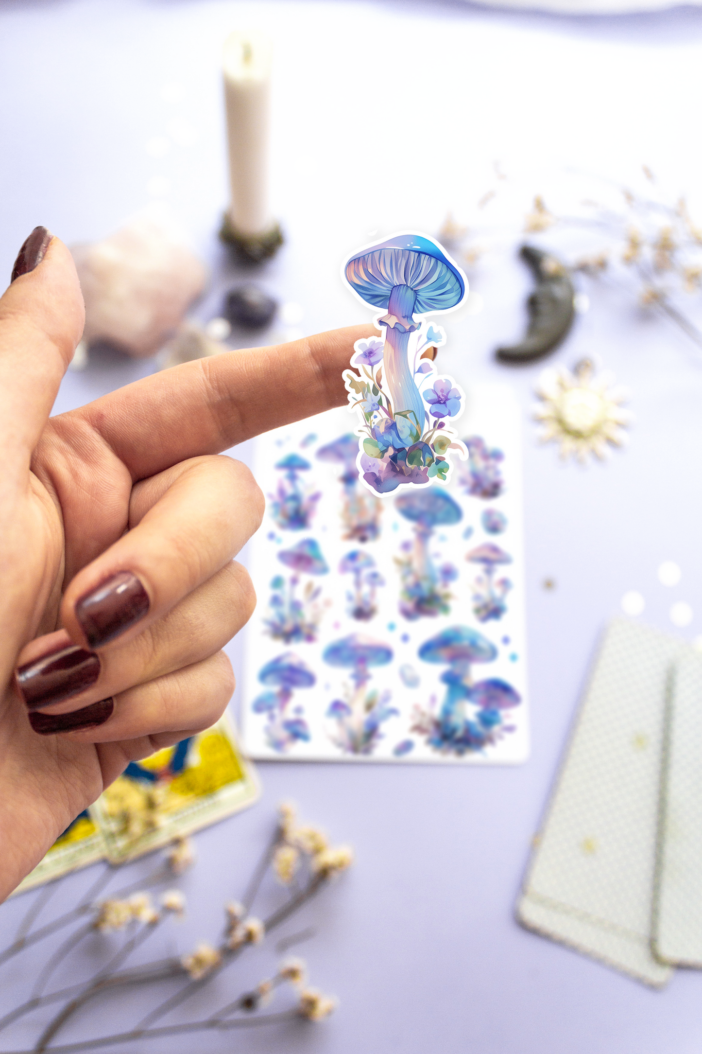 Iridescent Crystal Mushrooms Sticker Sheet