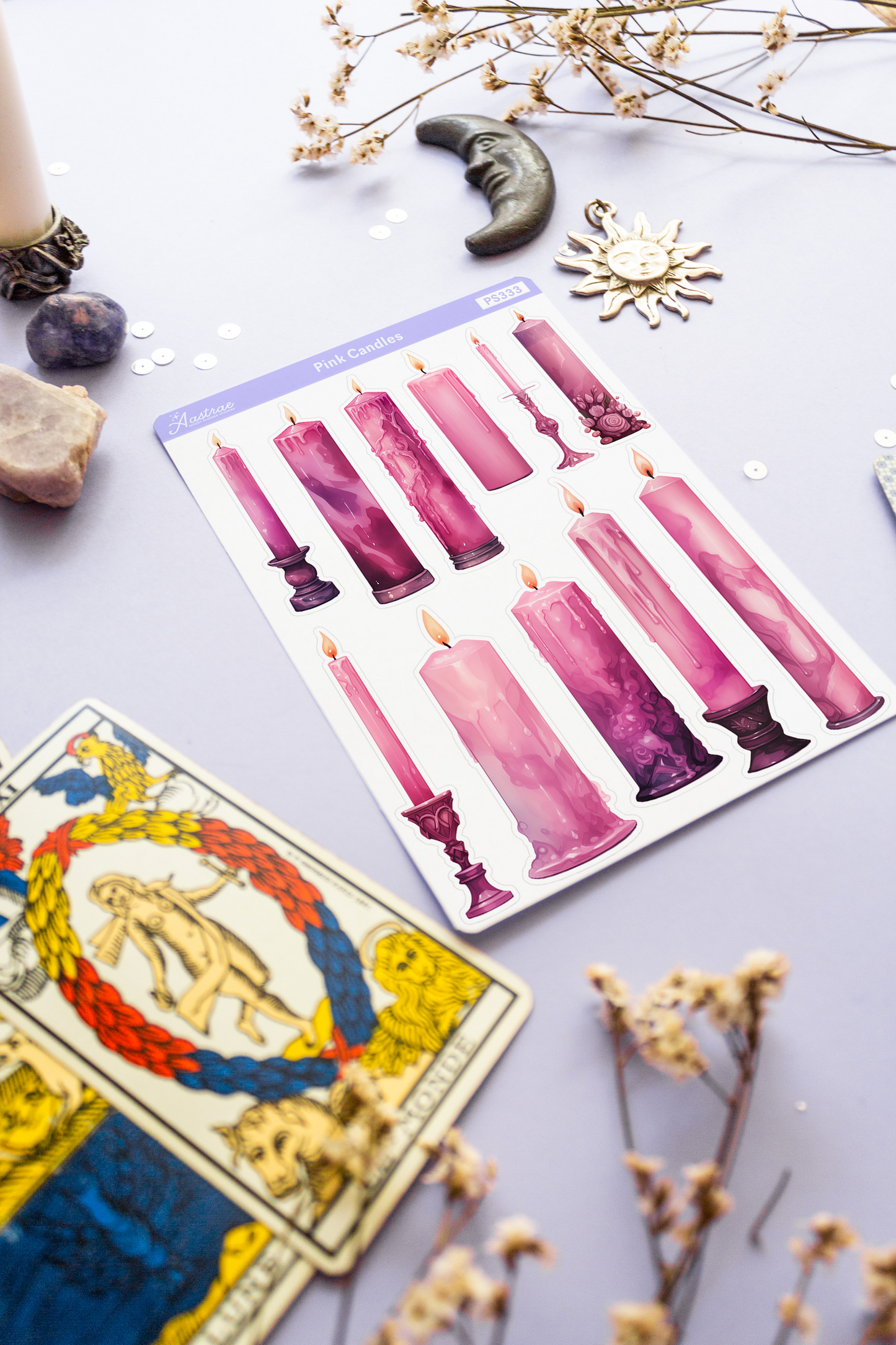Pink Spell Candles Stickers
