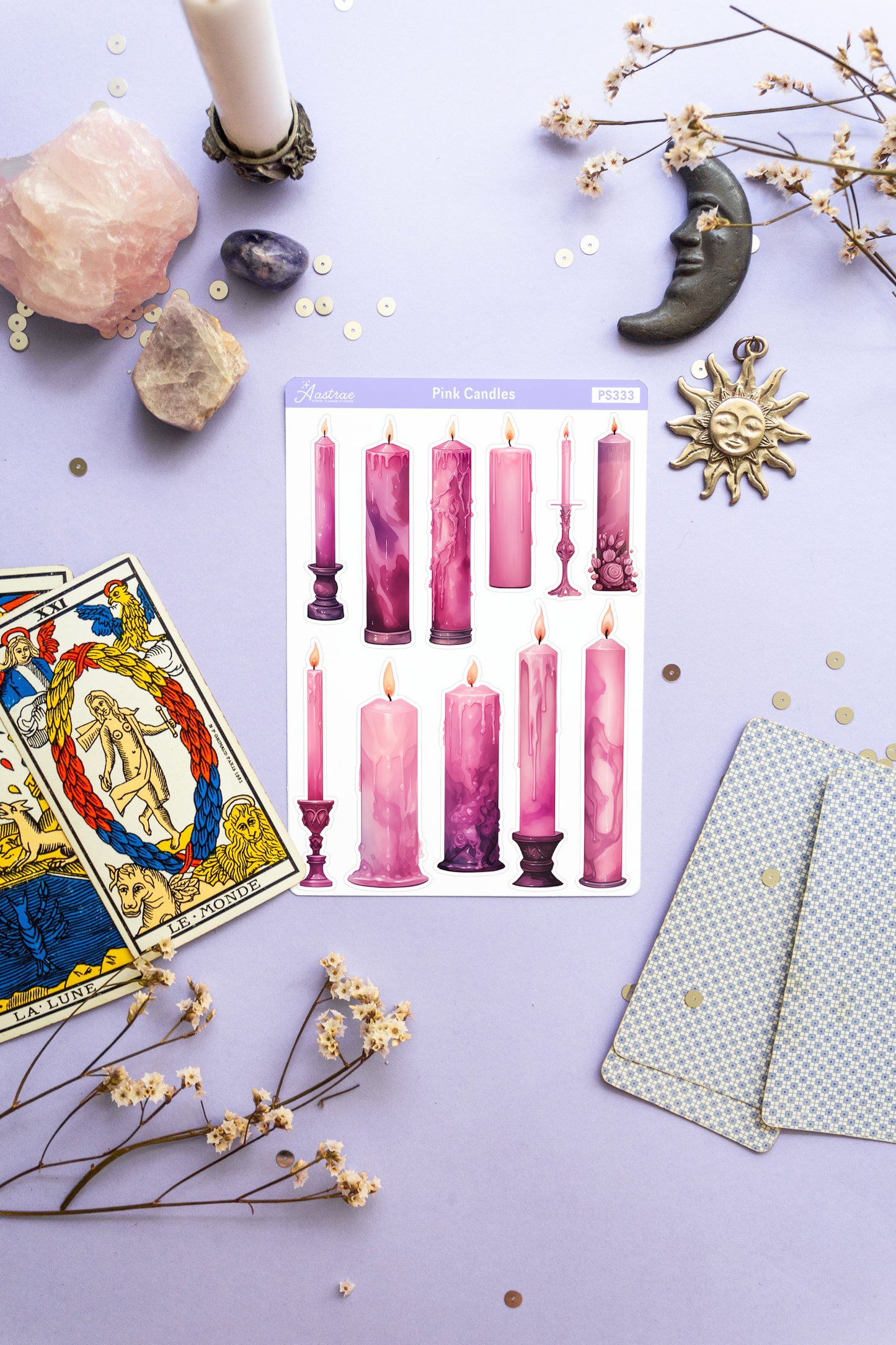 Pink Spell Candles Stickers