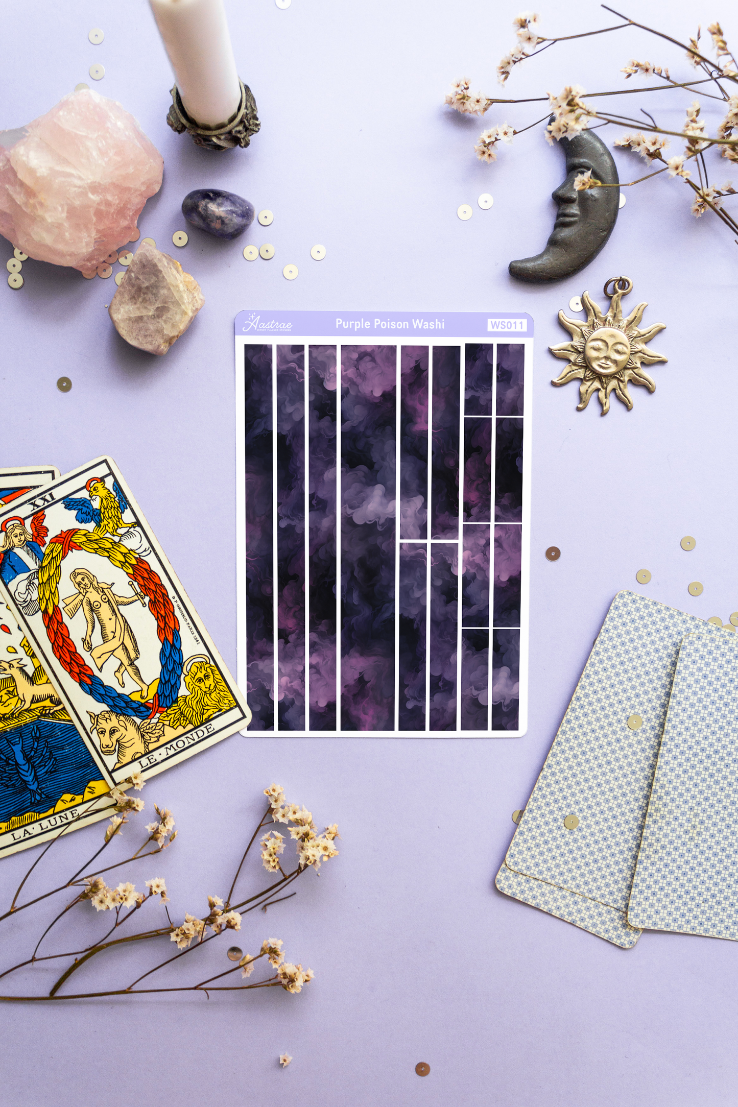 Purple Watercolor Washi Tape Stickers