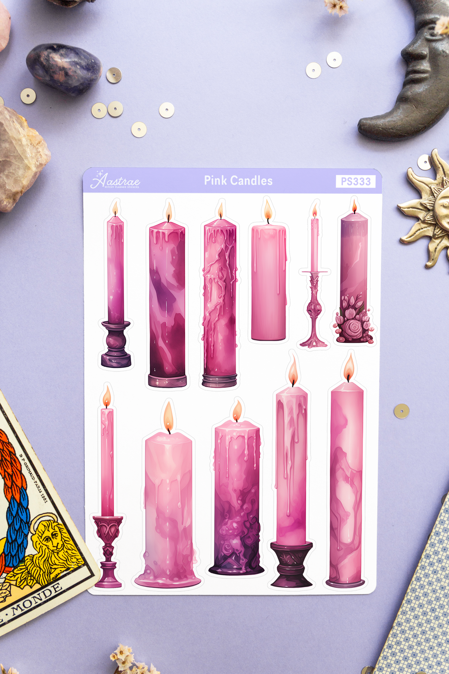 Pink Spell Candles Stickers