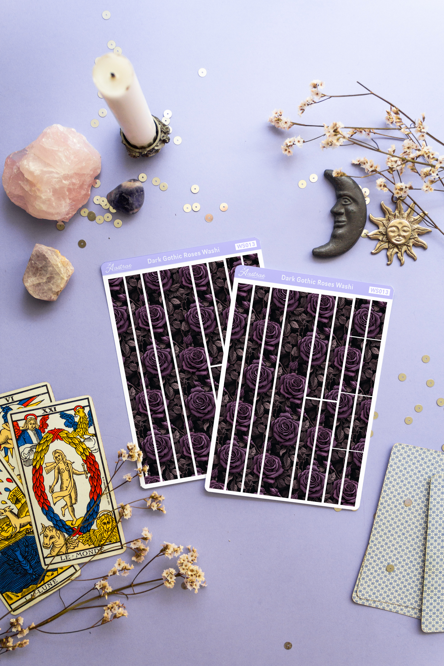 Purple Victorian Flower Washi Stickers