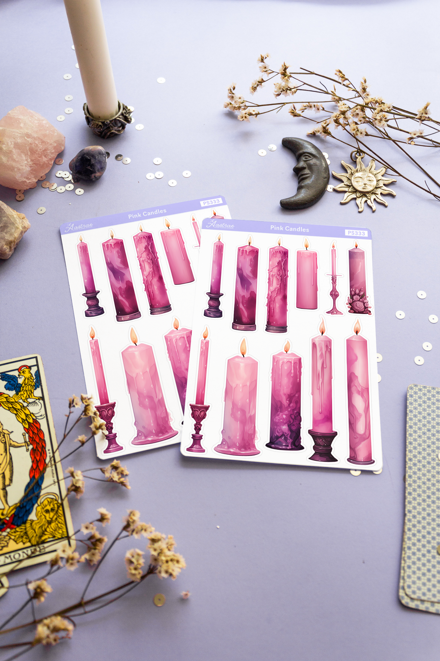 Pink Spell Candles Stickers