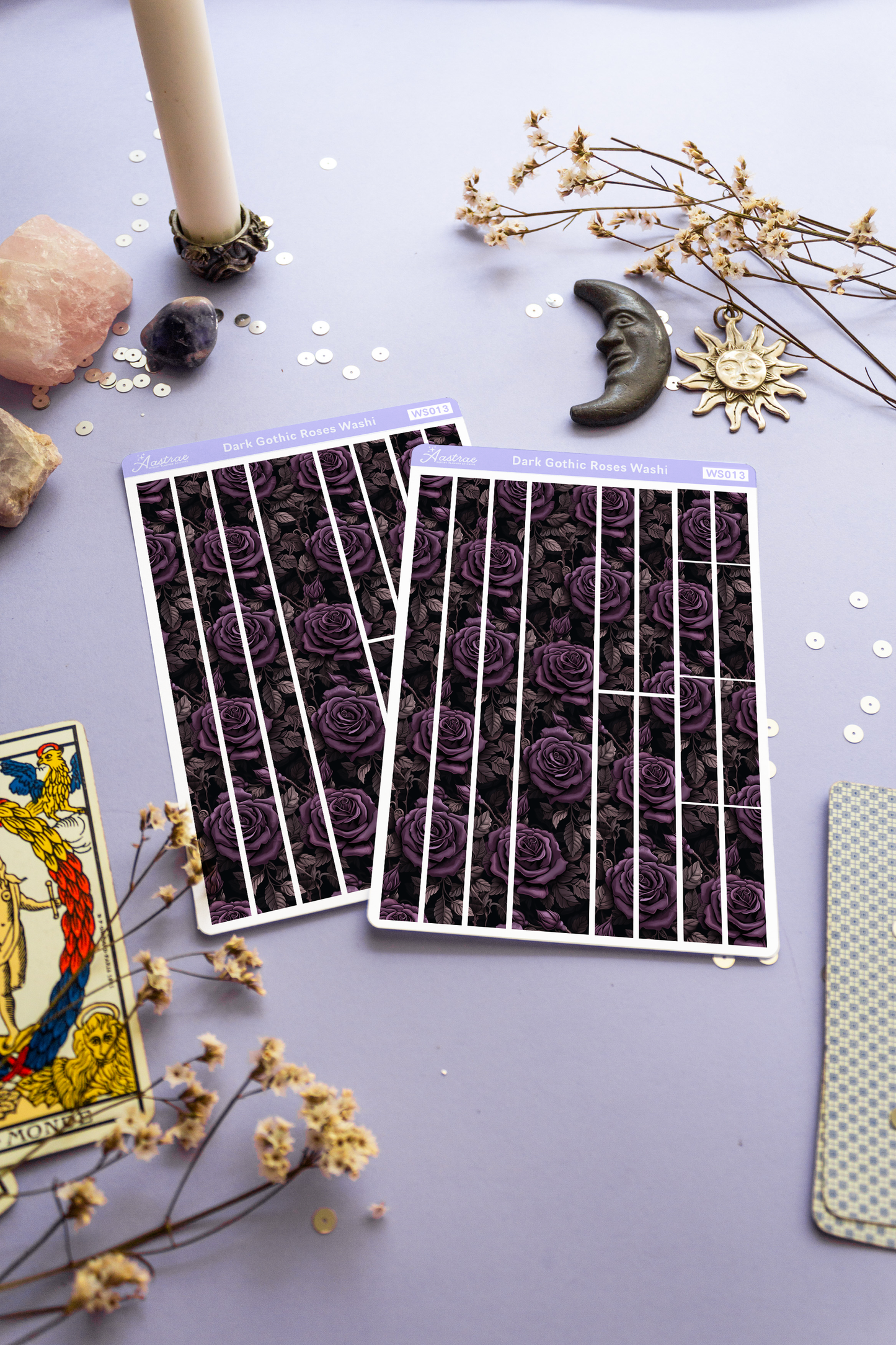 Purple Victorian Flower Washi Stickers