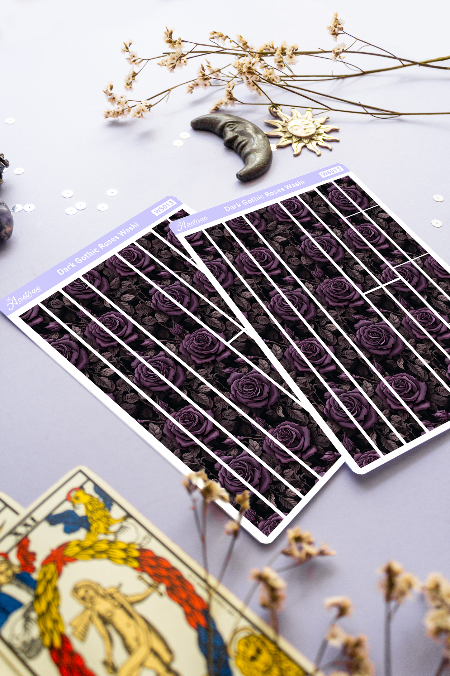 Purple Victorian Flower Washi Stickers