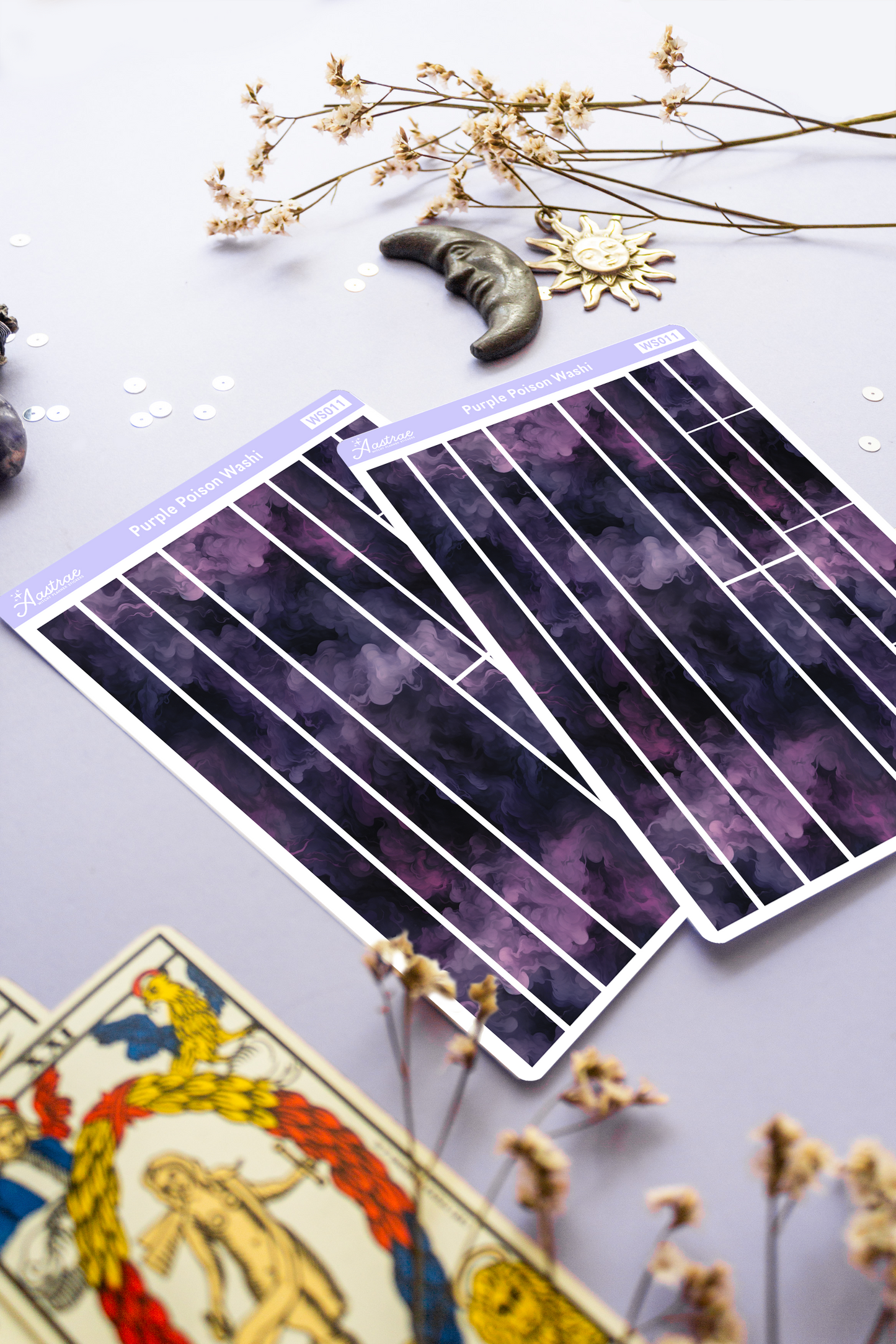 Purple Watercolor Washi Tape Stickers