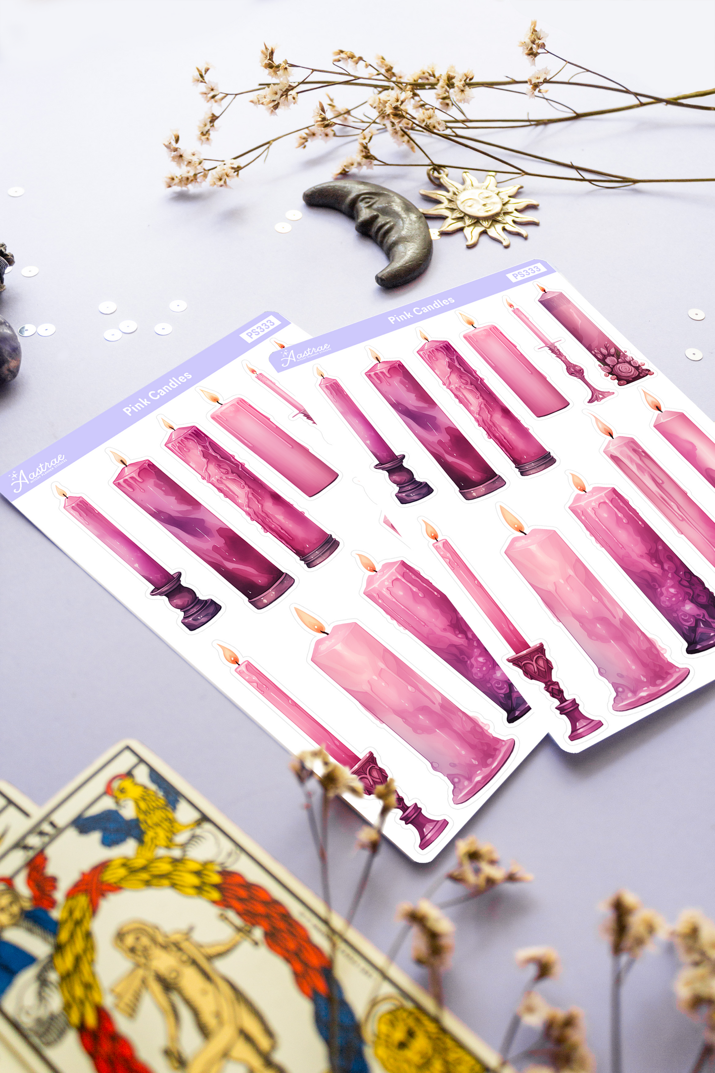 Pink Spell Candles Stickers
