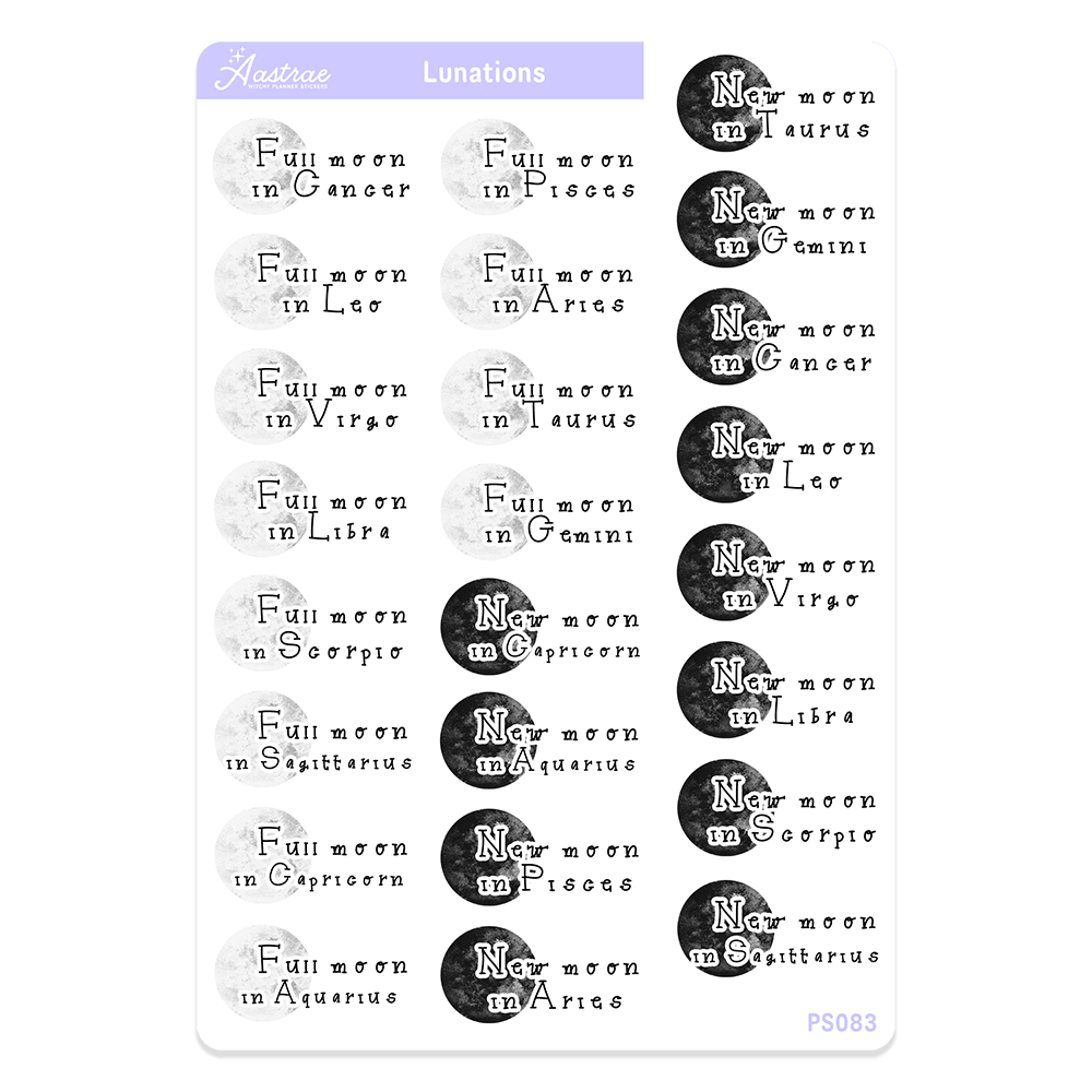 Astrology New Moon and Full Moon Stickers
