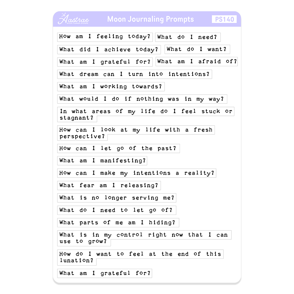 Moon Journaling Prompts Stickers