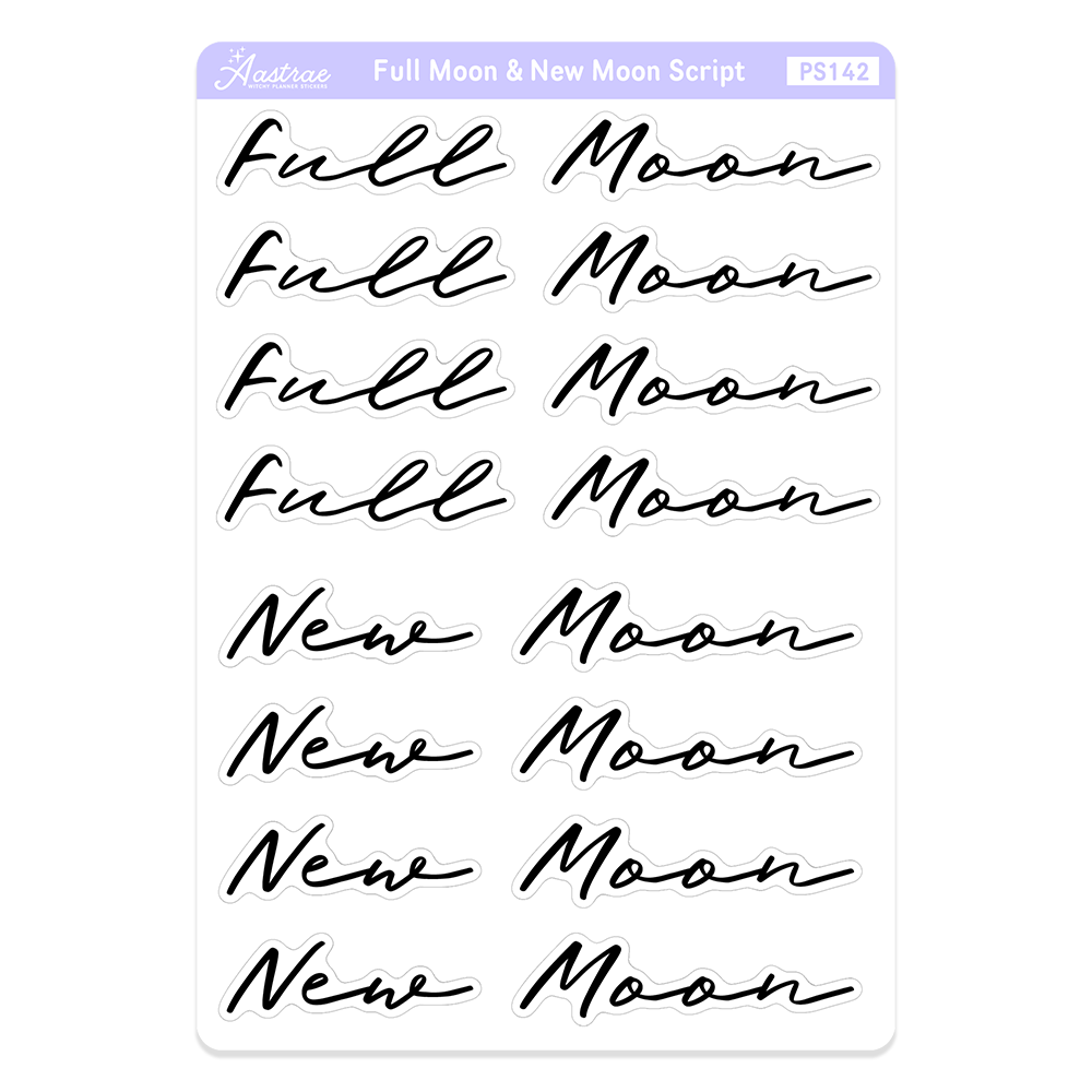 Script Stickers for New Moon and Full Moon