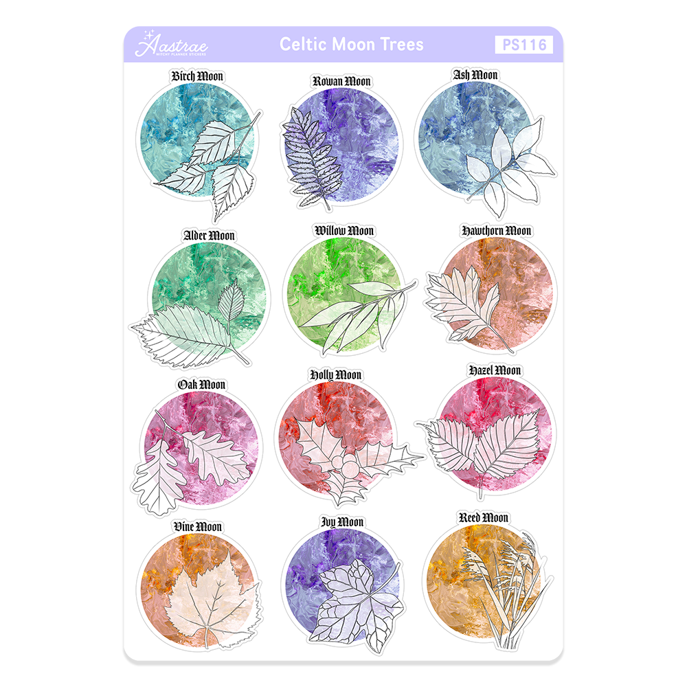 Celtic Moon Trees Planner Stickers