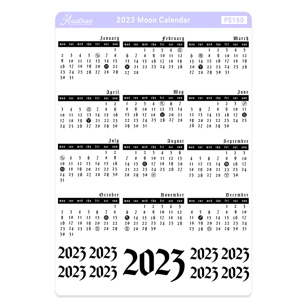 2023 Astrological Moon Calendar Stickers for Planner