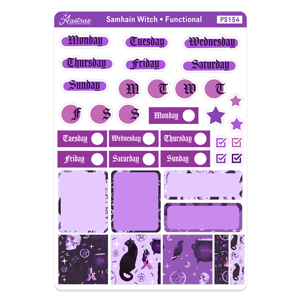 Samhain Witch Weekly Journaling Sticker Sheet