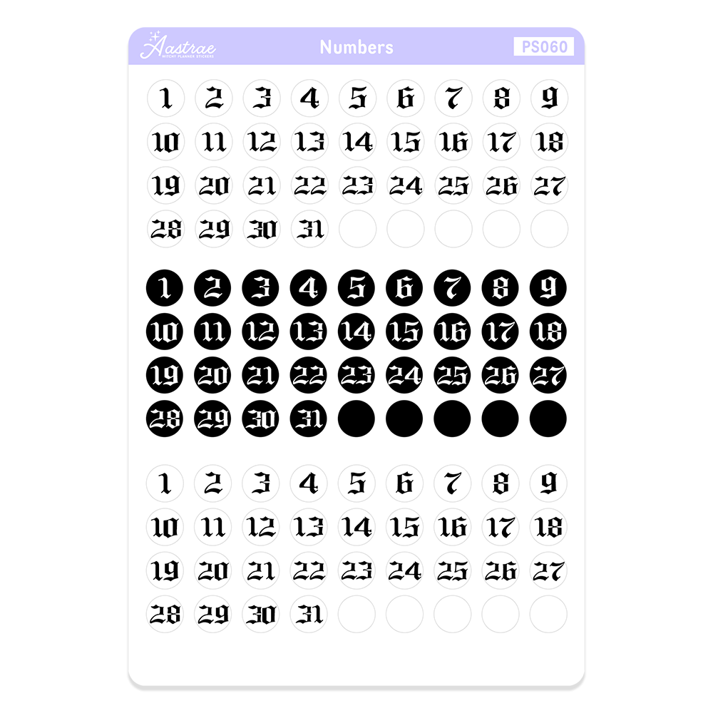 Date Dot Numbers Planner Stickers