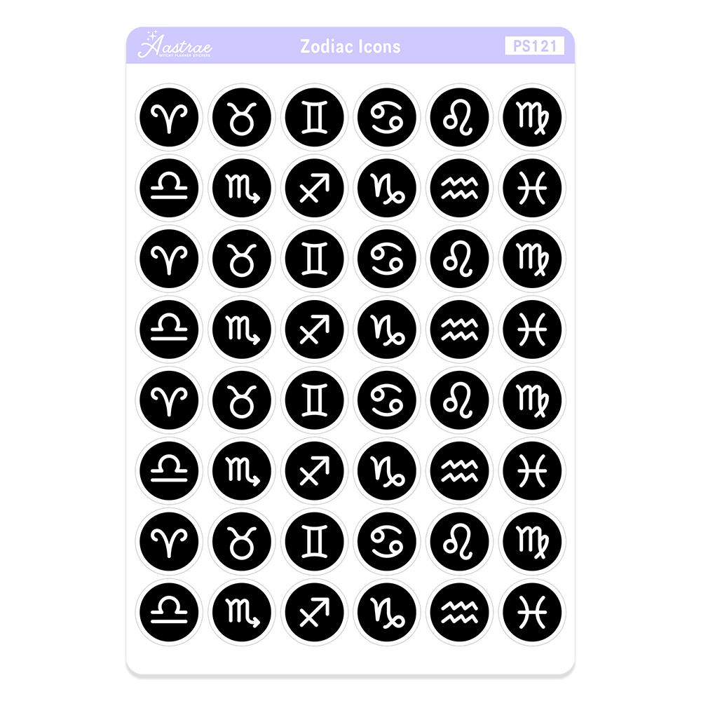 Zodiac Sign Icons Stickers for Planner
