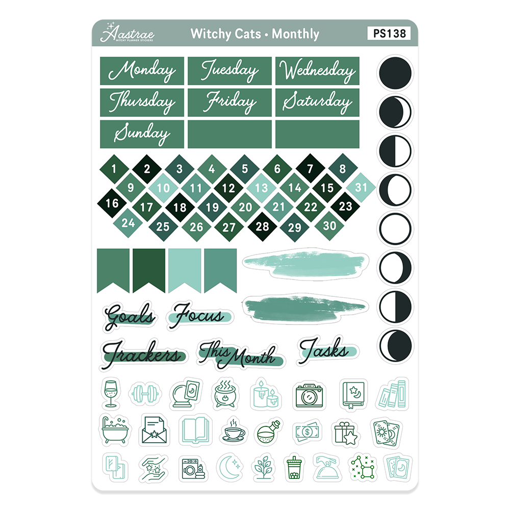 Witchy Cats Functional Stickers