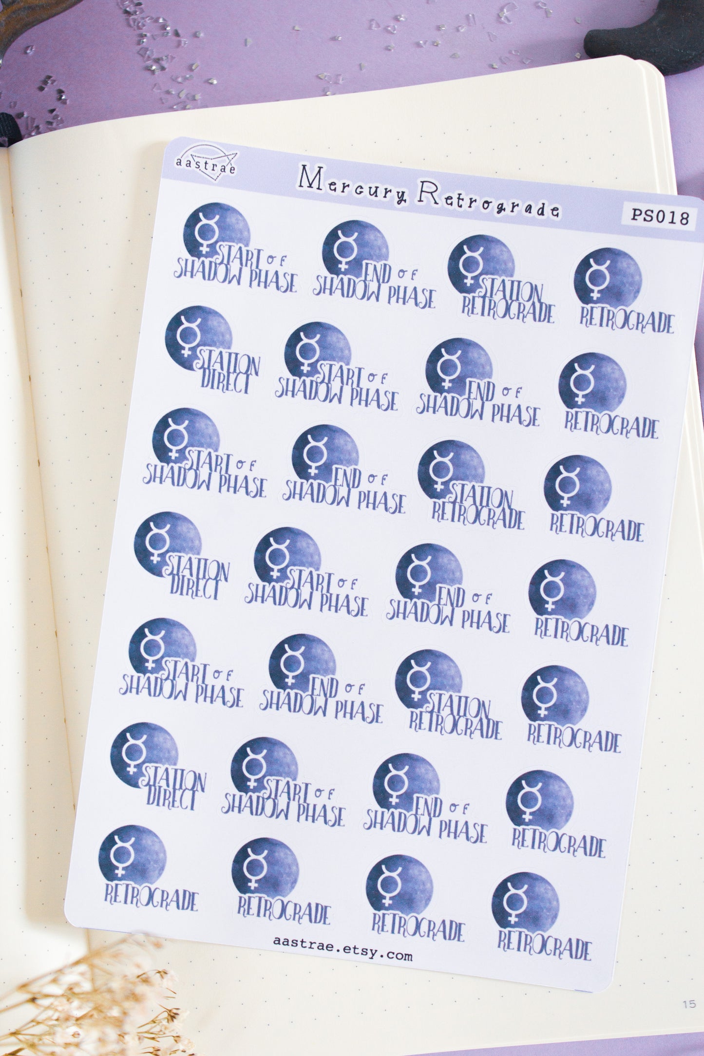 Mercury Retrograde Stickers for Planner