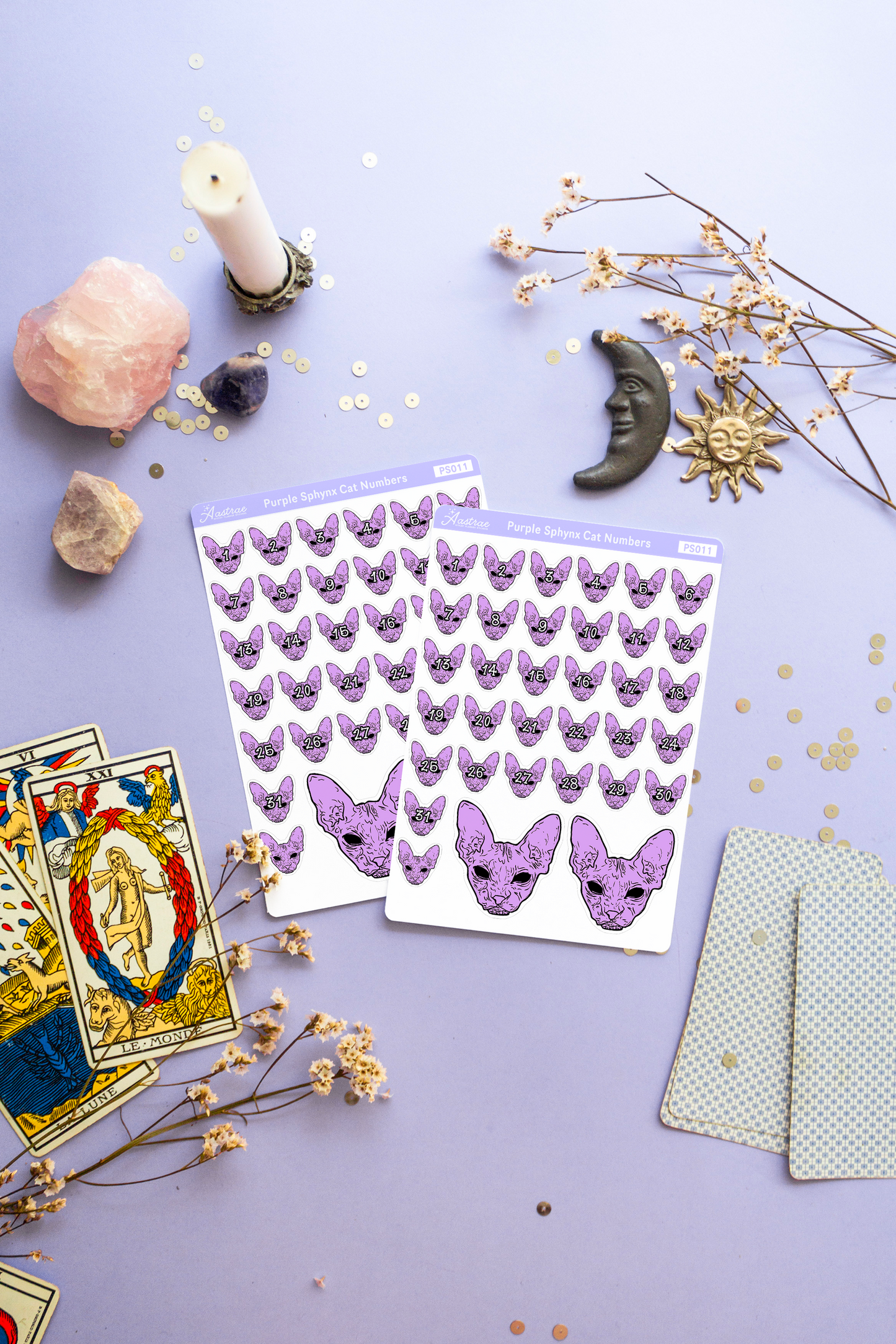 Purple Cat Date Covers Stickers