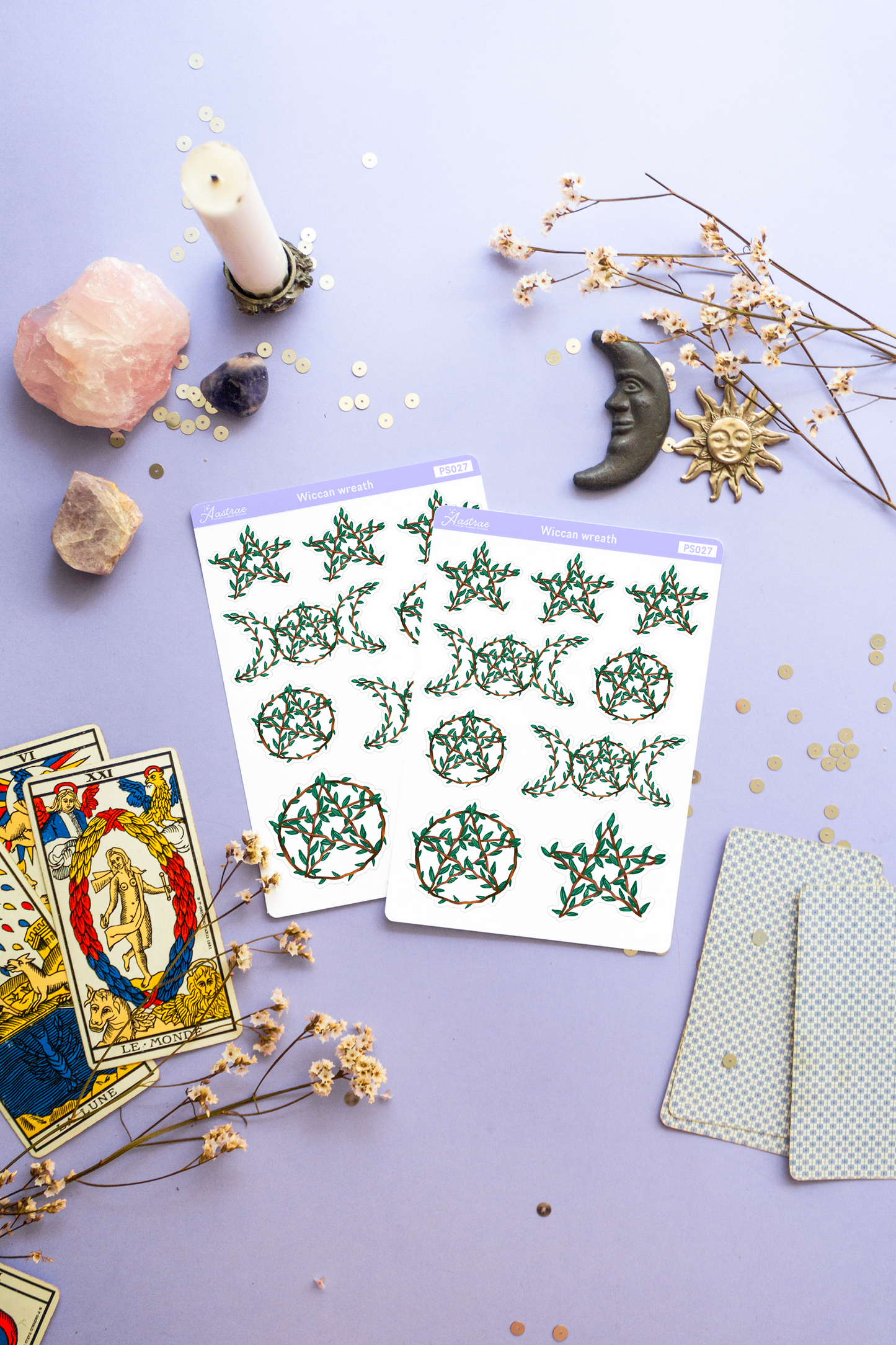 Pagan Pentagram Wreath Stickers