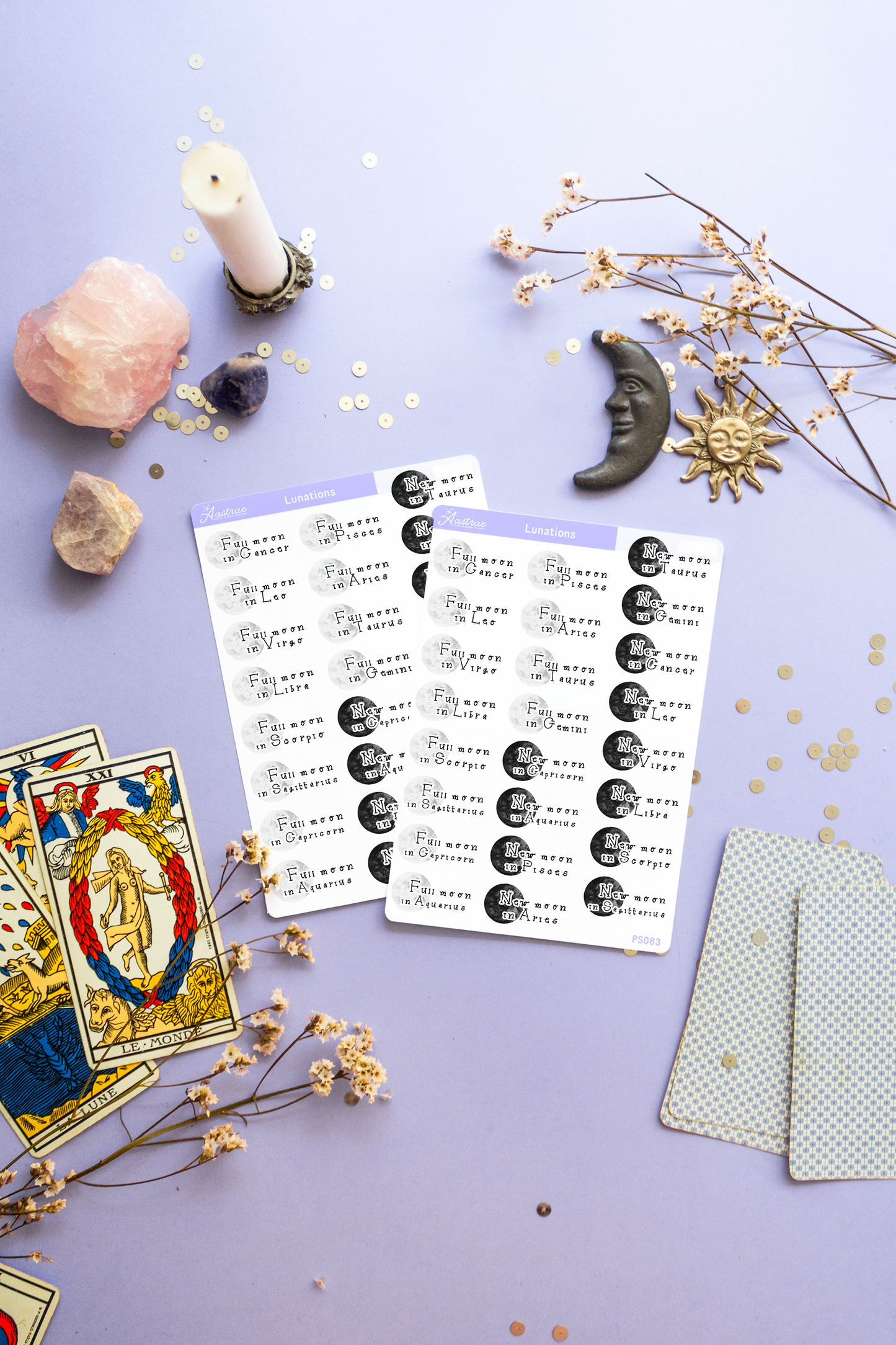 Astrology New Moon and Full Moon Stickers