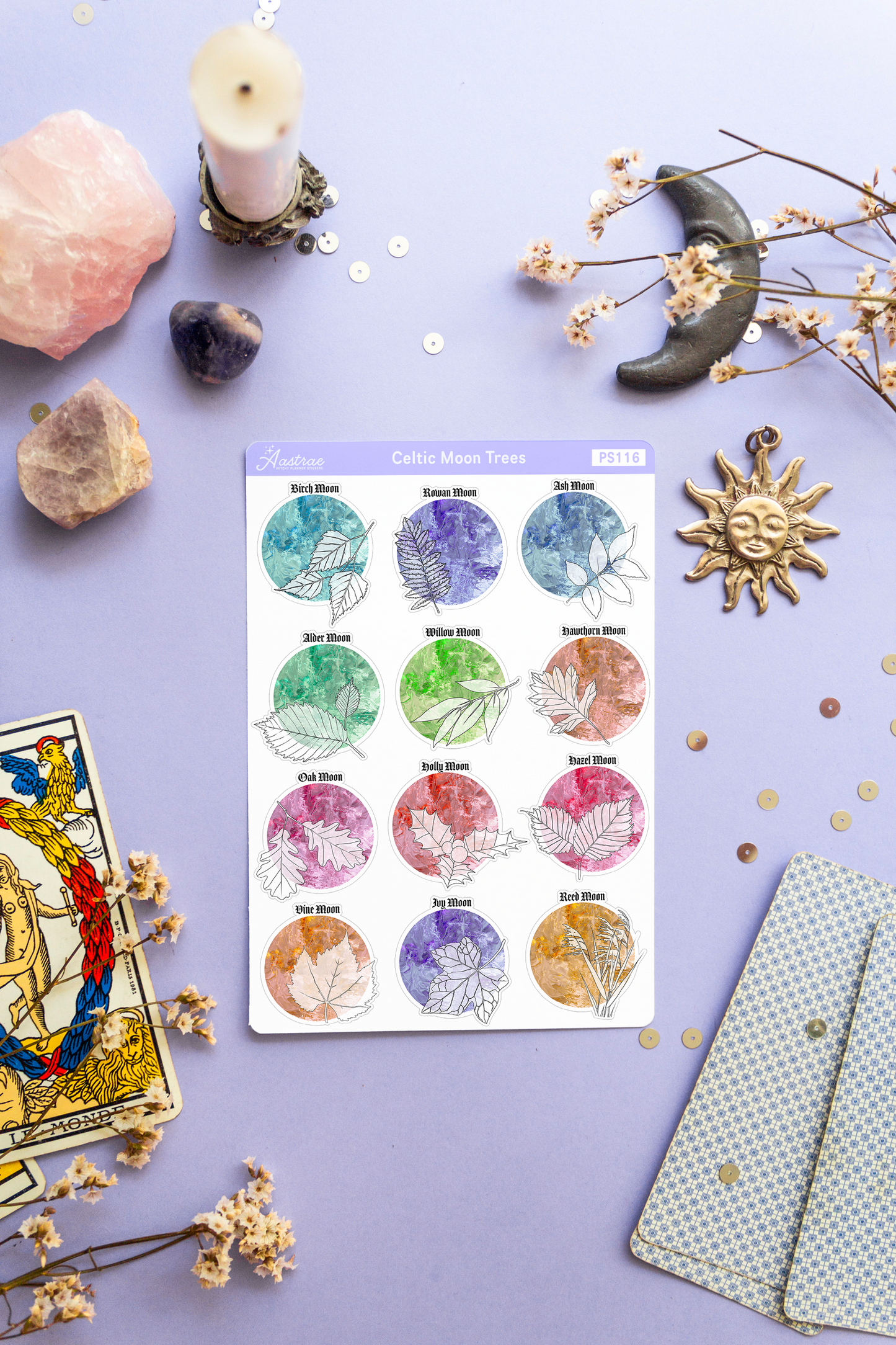 Celtic Moon Trees Planner Stickers