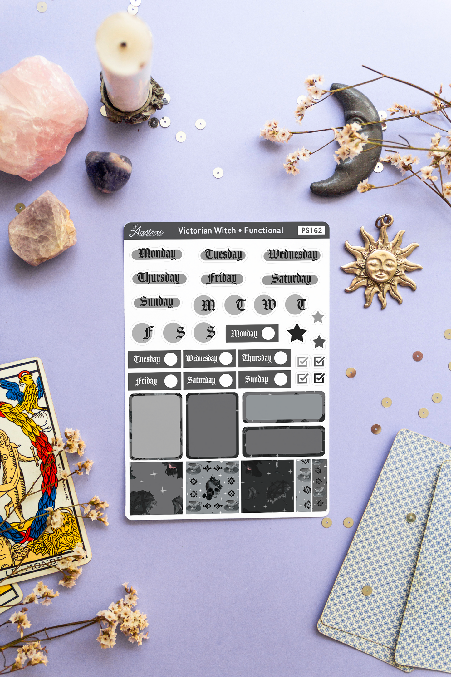 Victorian Witch Functional Stickers for Journaling