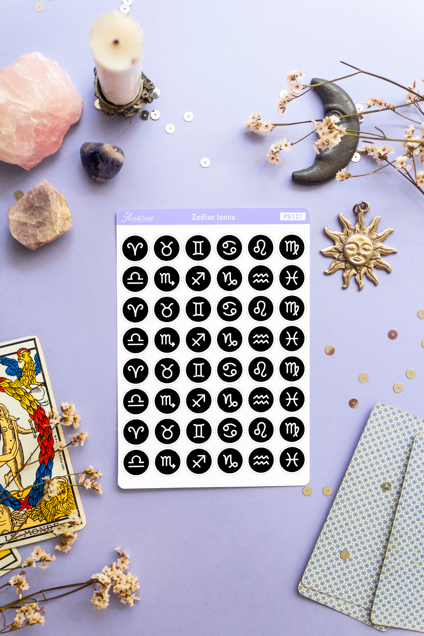 Zodiac Sign Icons Stickers for Planner