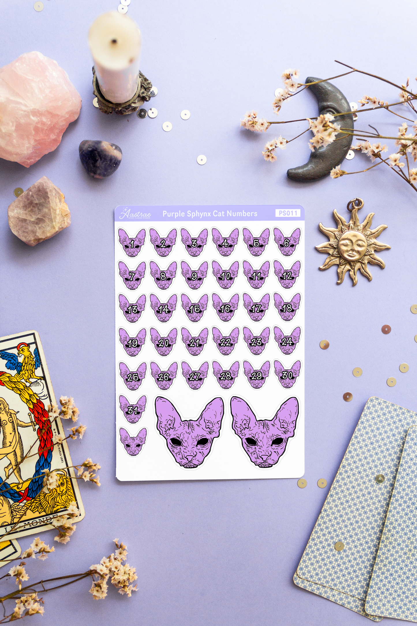 Purple Cat Date Covers Stickers