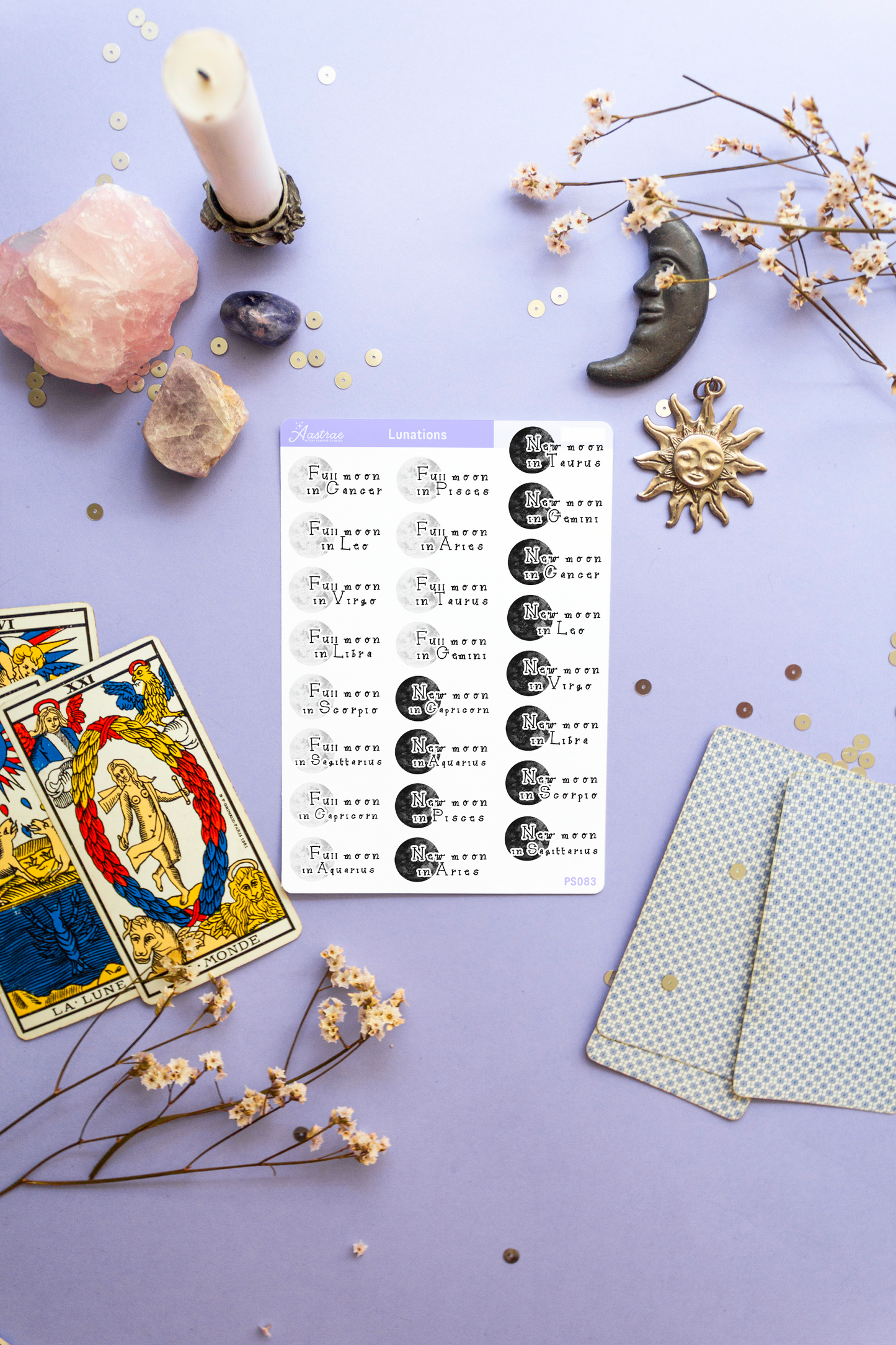 Astrology New Moon and Full Moon Stickers