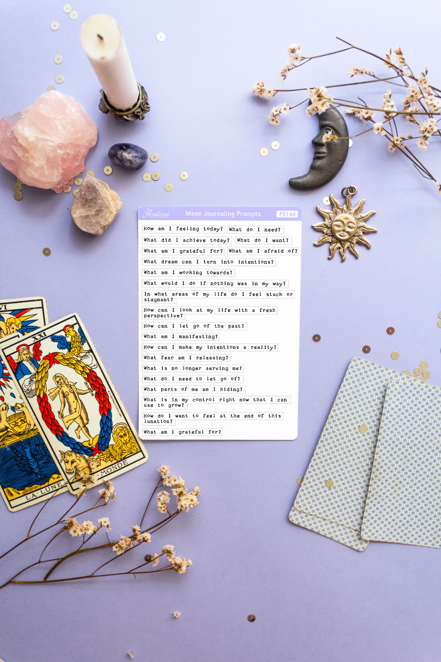 Moon Journaling Prompts Stickers