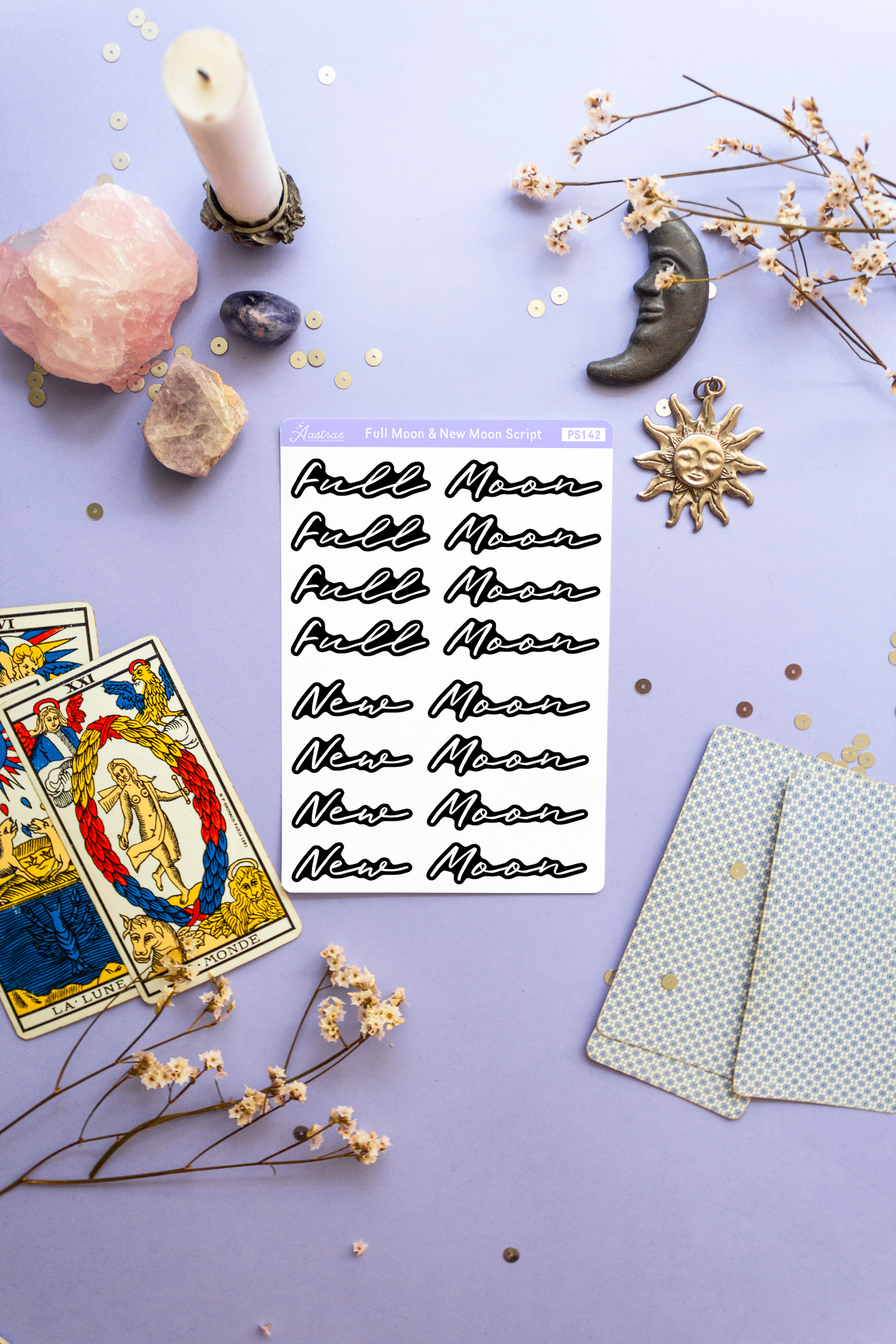 Script Stickers for New Moon and Full Moon