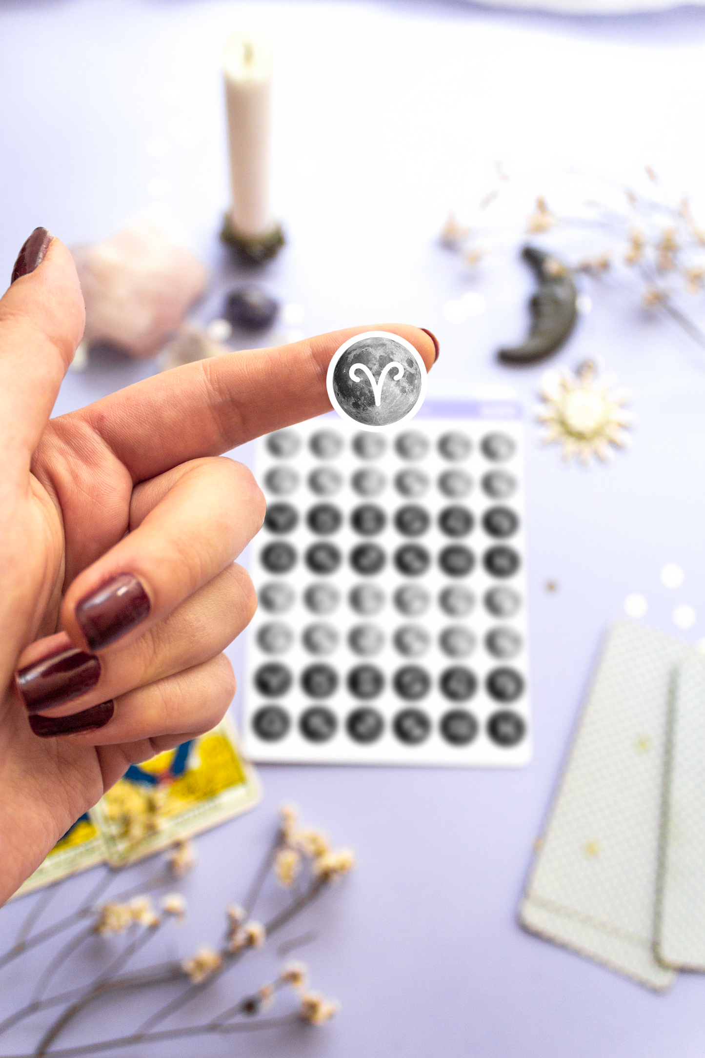 Astrology Moon Stickers with Full Moon and New Moon