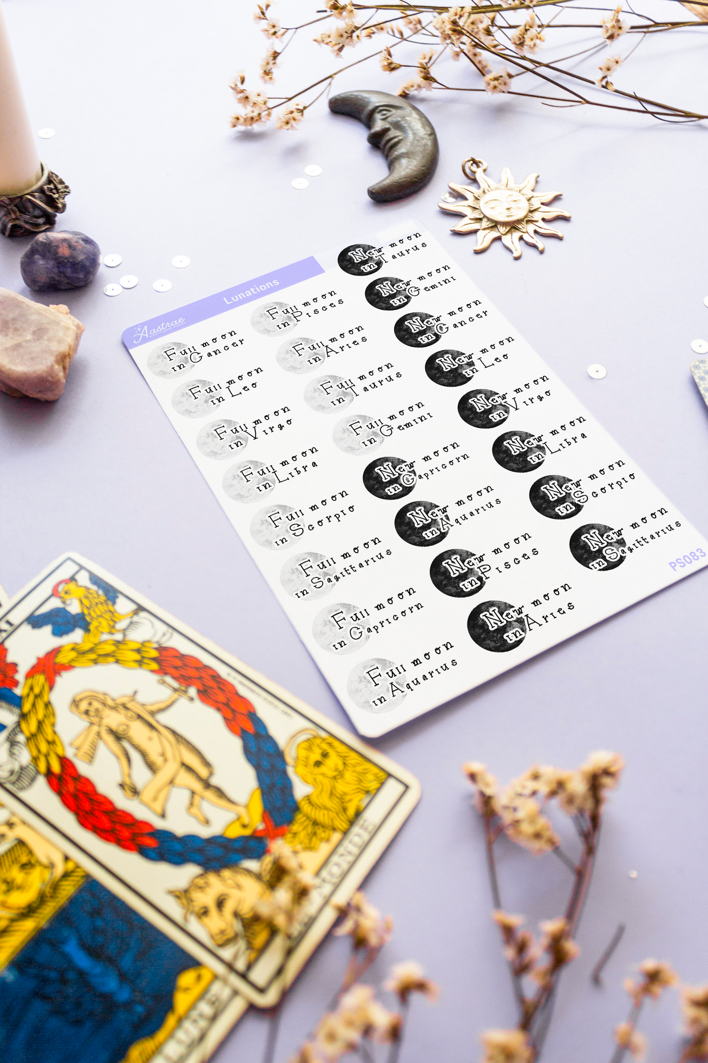 Astrology New Moon and Full Moon Stickers