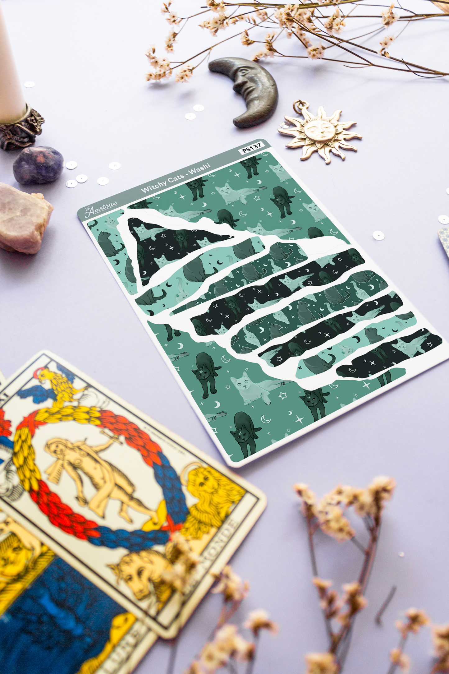 Witchy Cats Washi Sticker Sheet