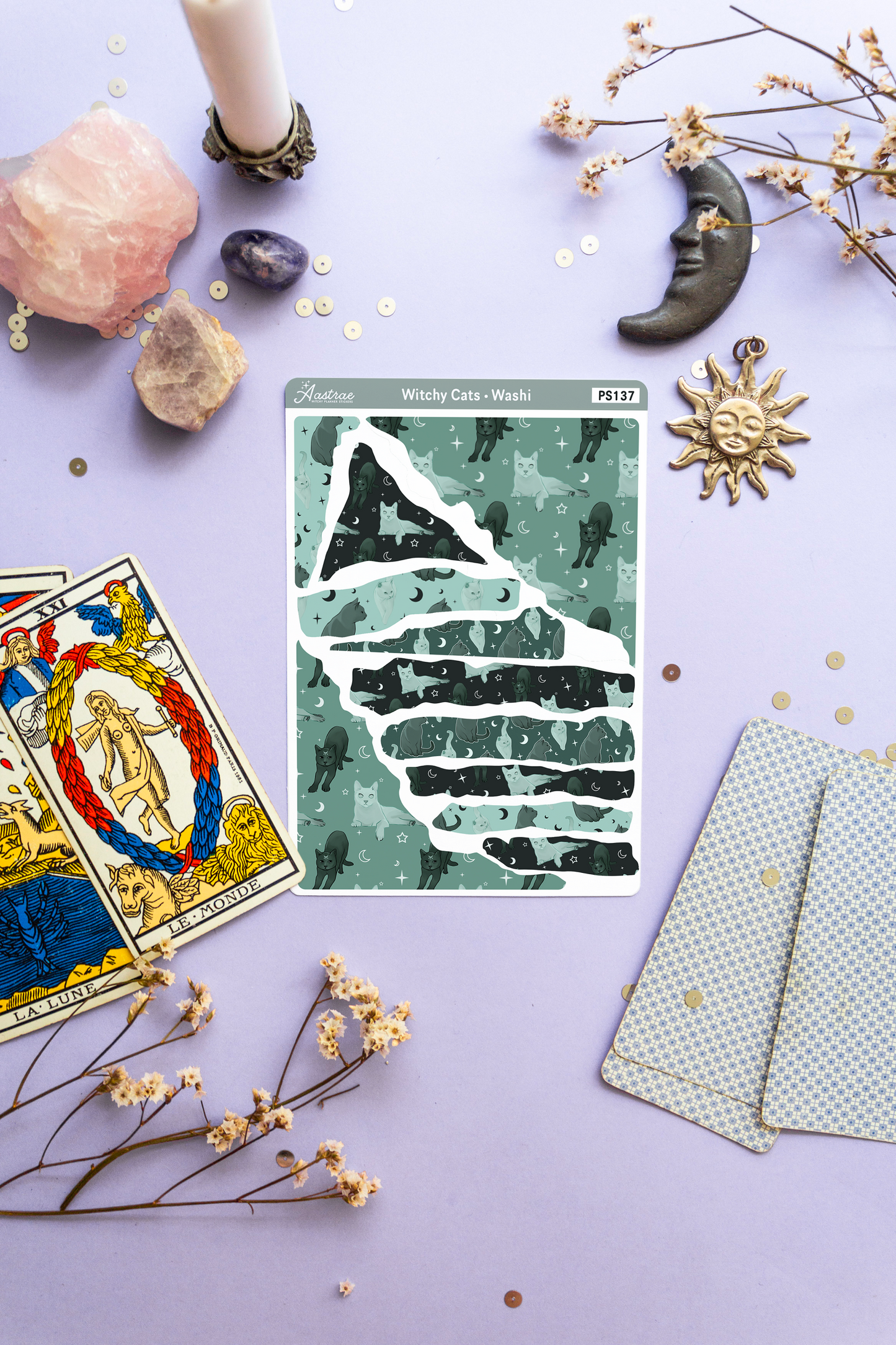 Witchy Cats Washi Sticker Sheet