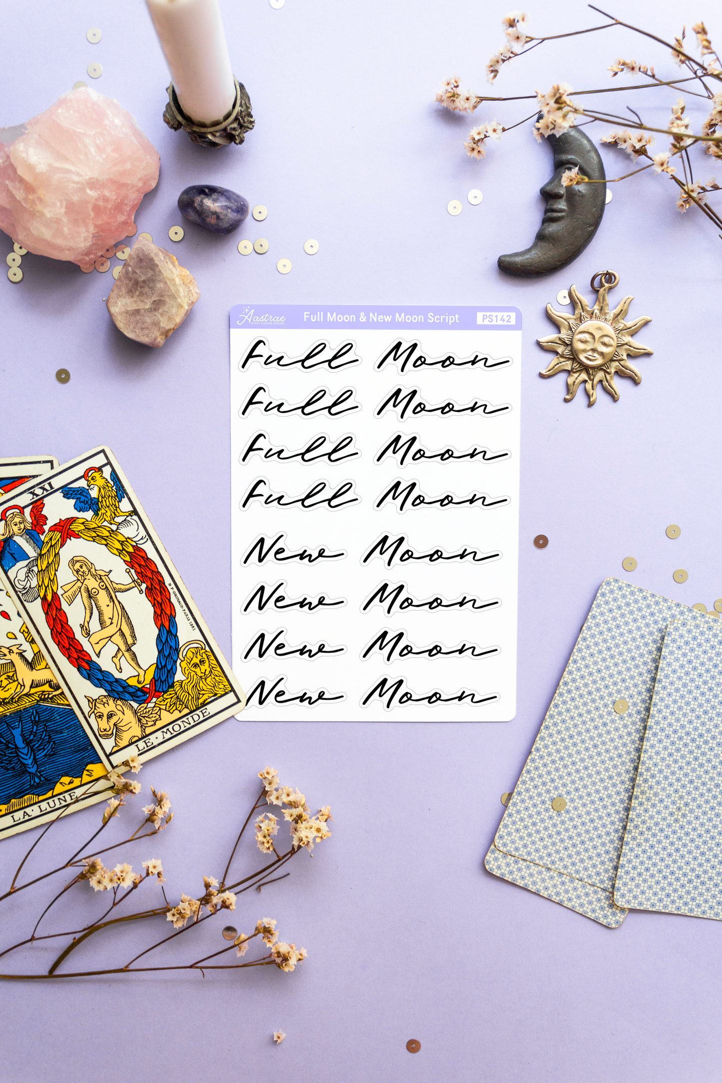 Script Stickers for New Moon and Full Moon
